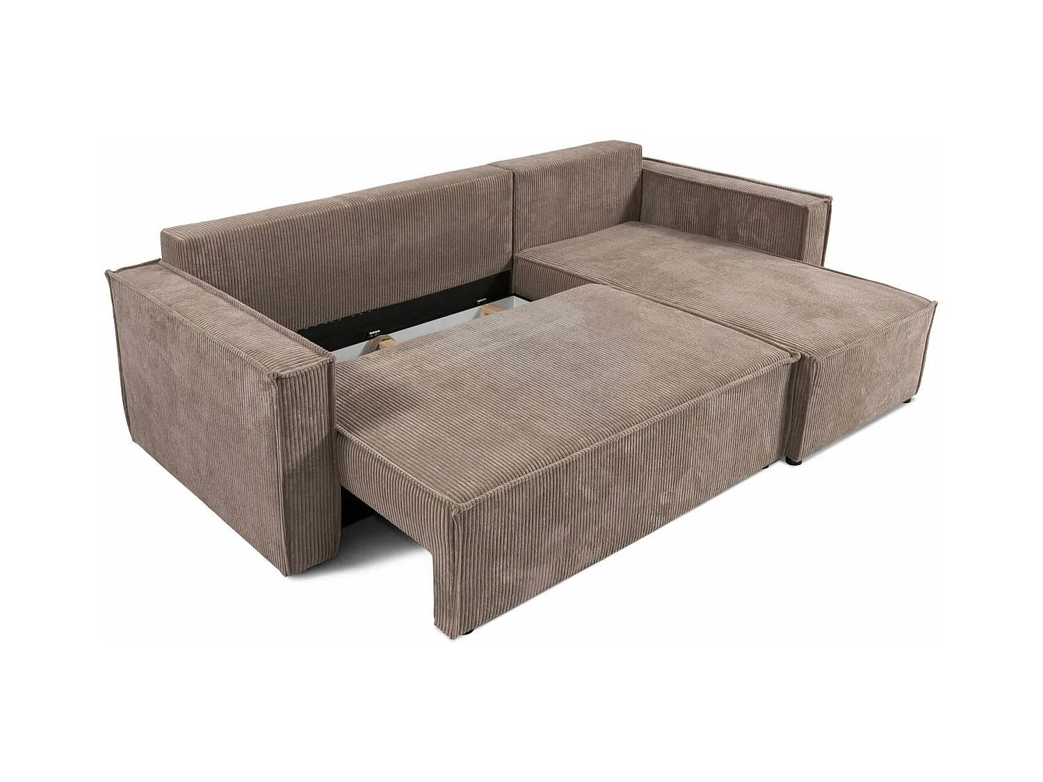 Ecksofa mit Schlaffunktion Cord JIMMY Schwarz