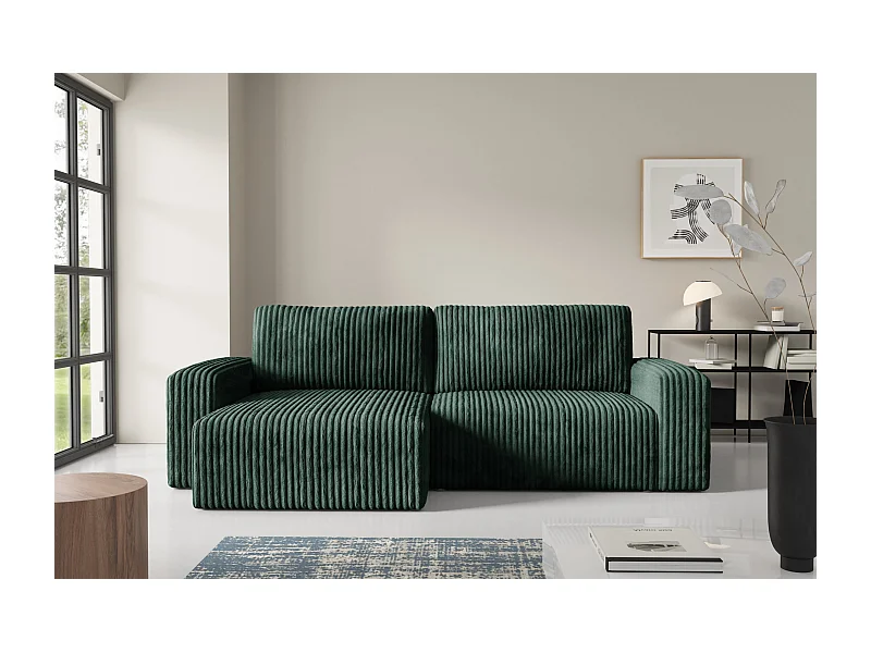 Ecksofa mit Schlaffunktion Cord FANO Grün