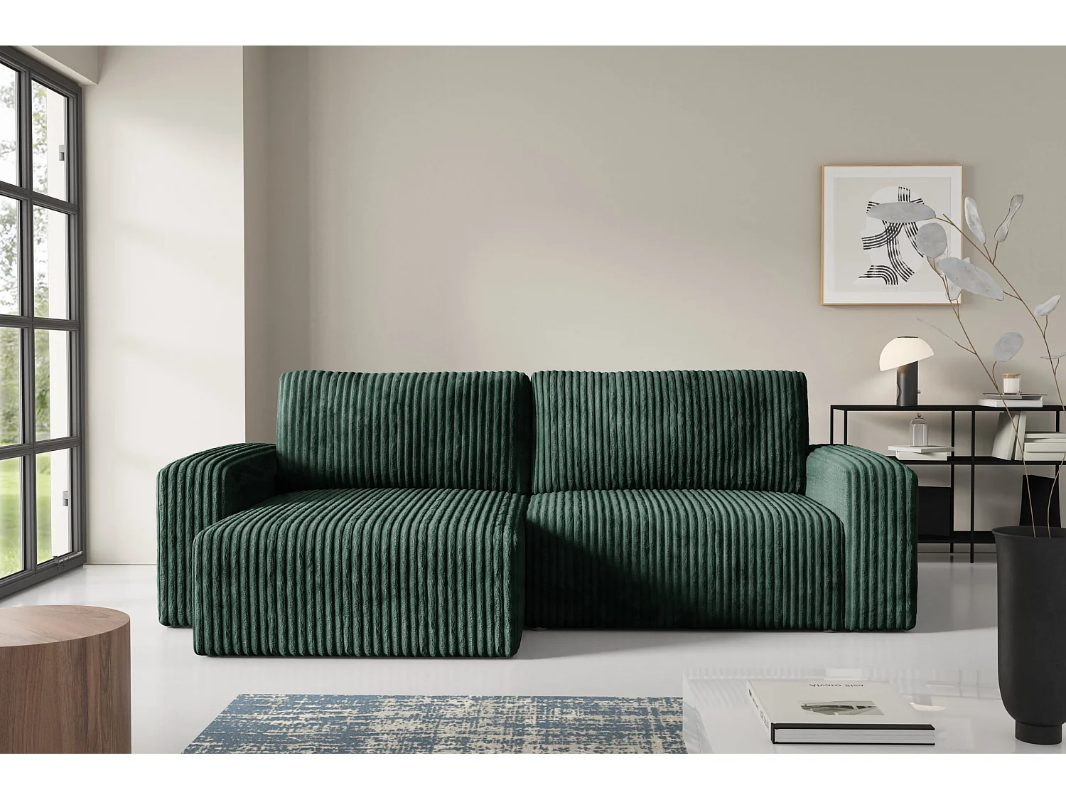 Ecksofa mit Schlaffunktion Cord FANO Grün