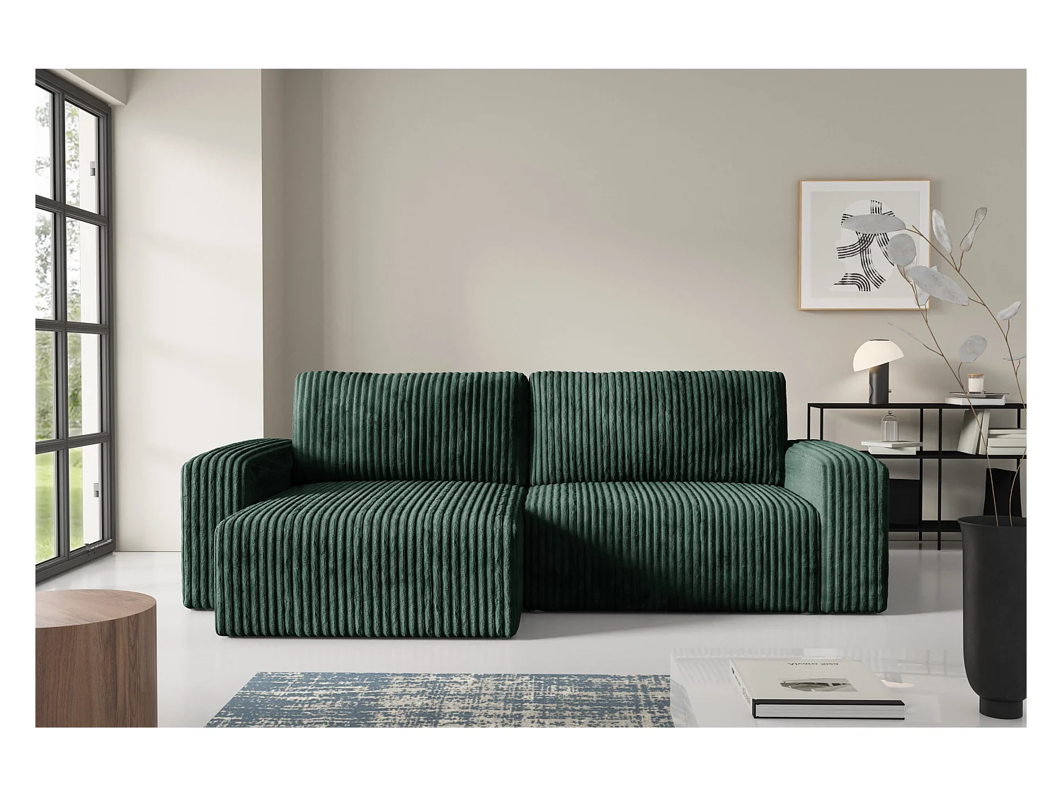 Canapé d'angle convertible Cord FANO Vert