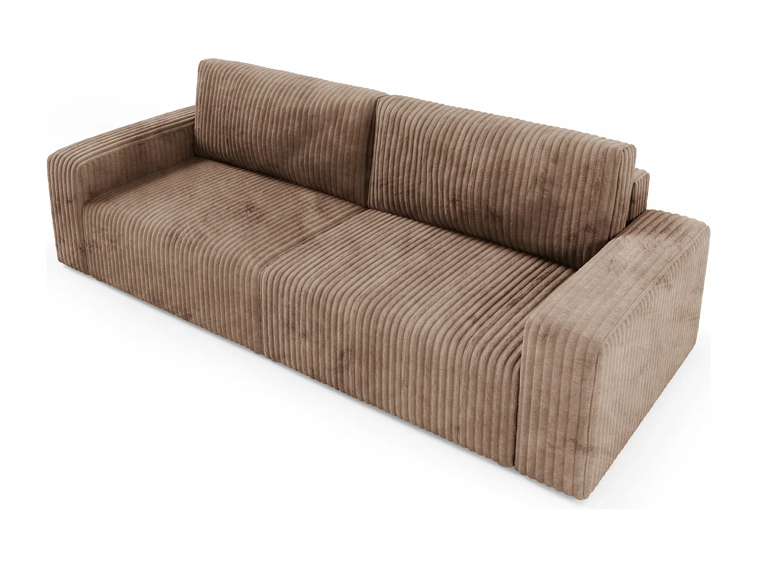 Canapé convertible 4 places en velours côtelé FANO Marron