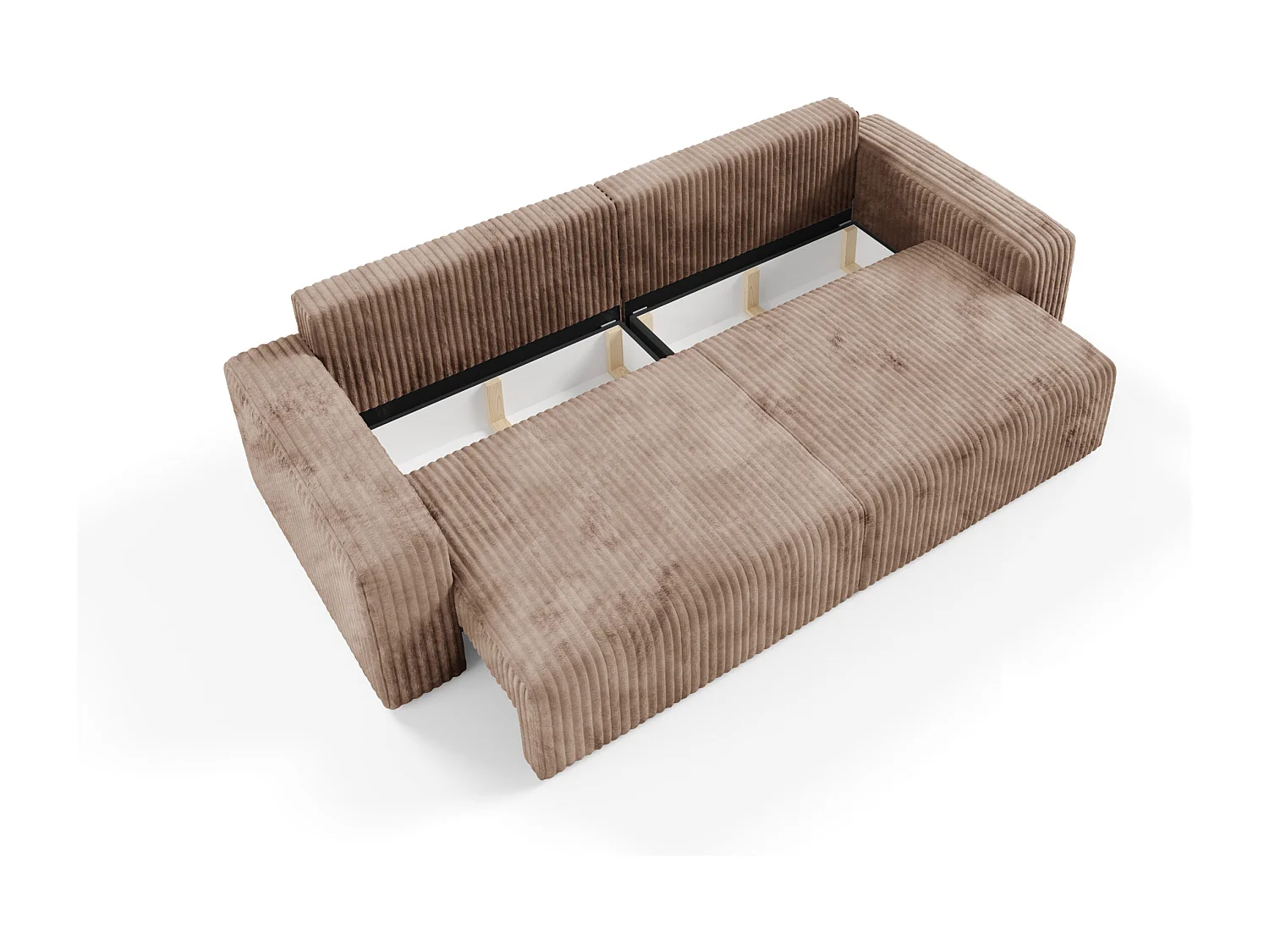 Canapé convertible 4 places en velours côtelé FANO Marron