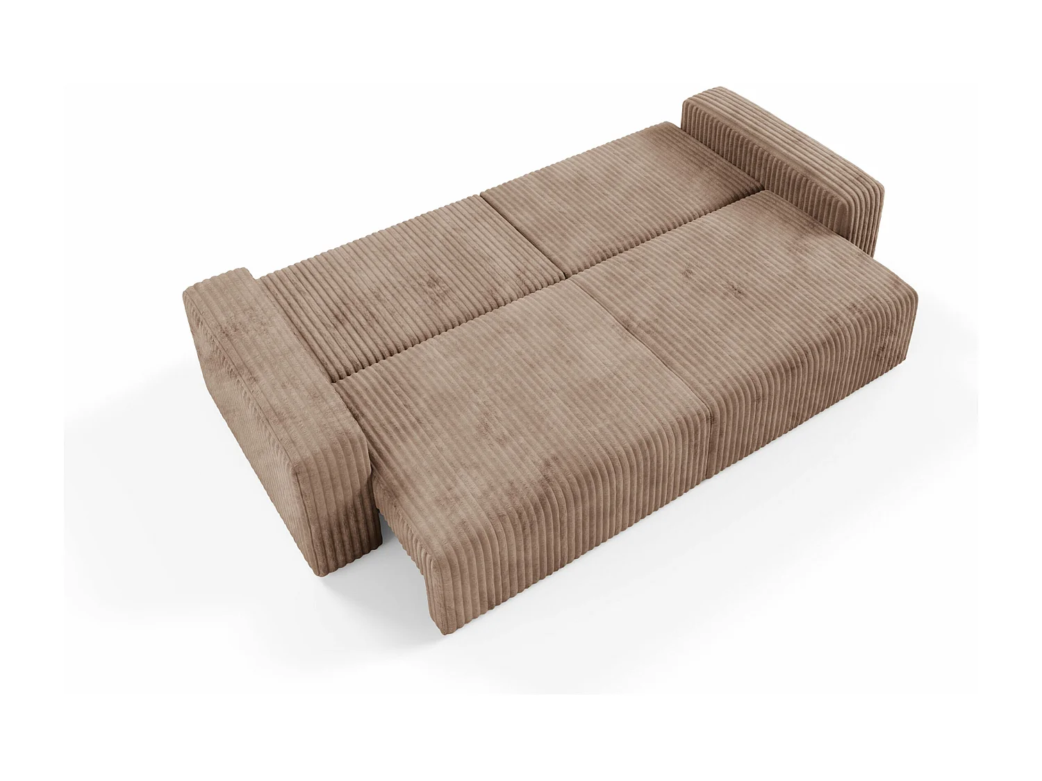 Canapé convertible 4 places en velours côtelé FANO Marron