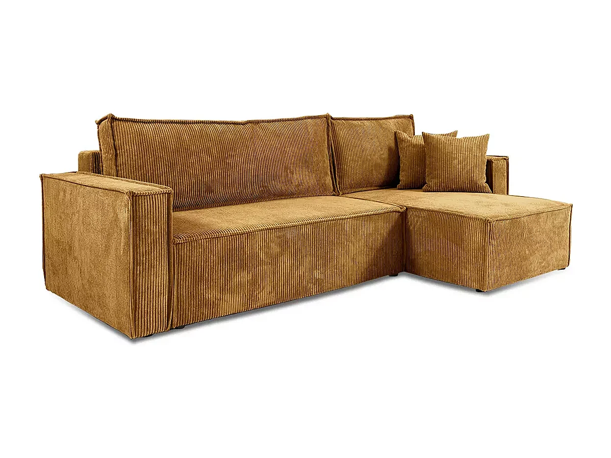 Ecksofa mit Schlaffunktion Cord JIMMY Gelb