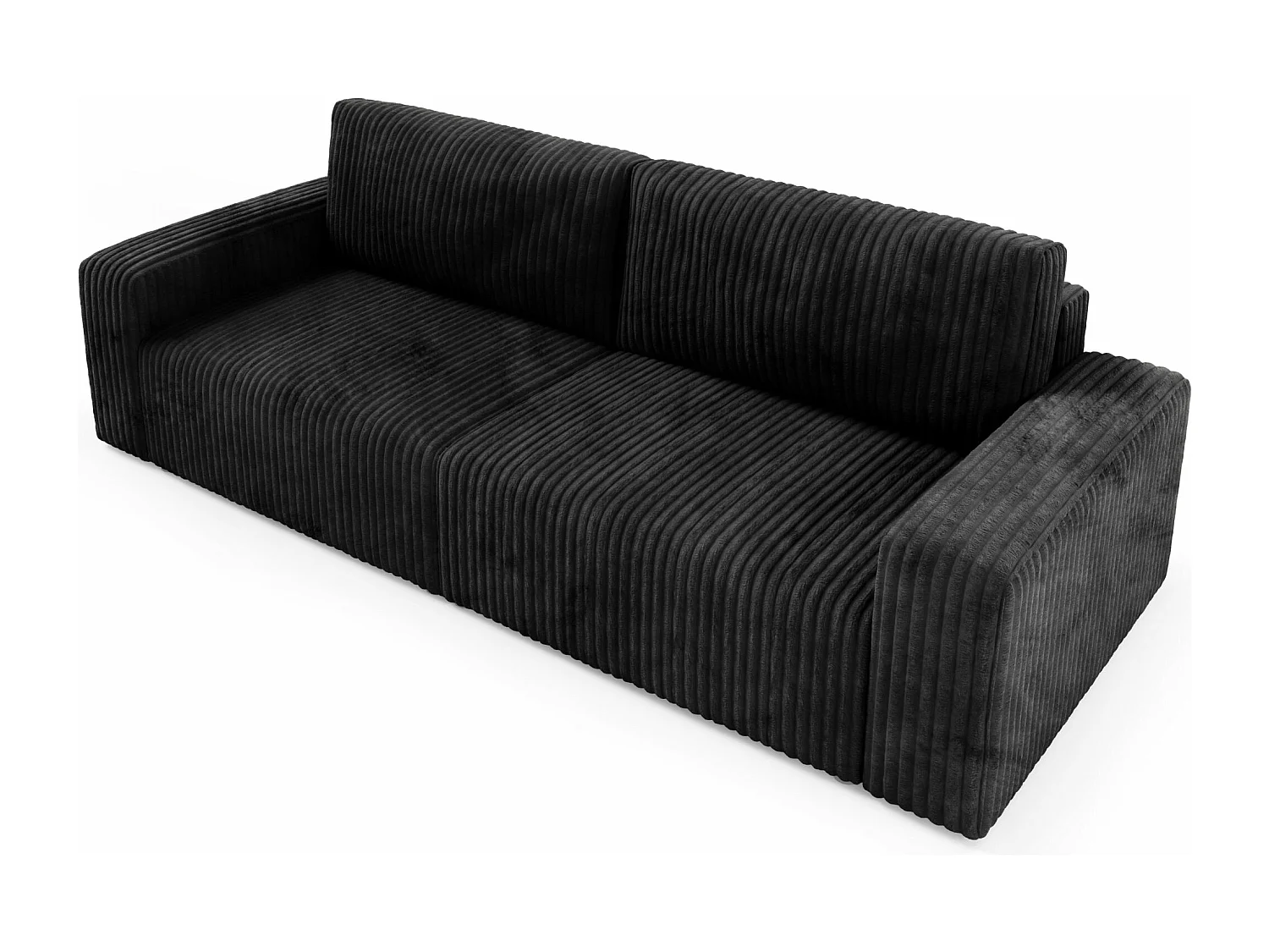 Canapé convertible 4 places en velours côtelé FANO Noir