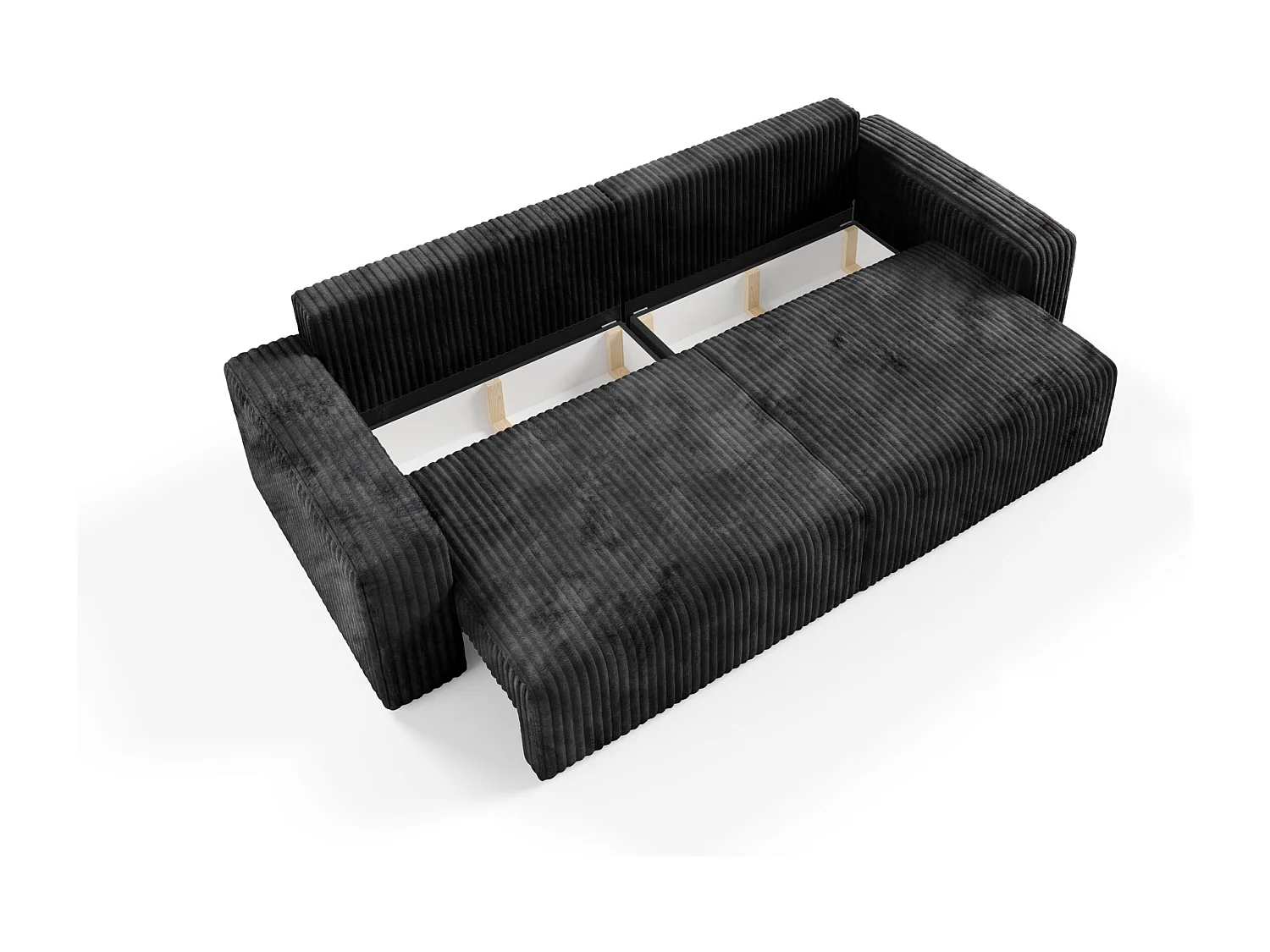 Canapé convertible 4 places en velours côtelé FANO Noir