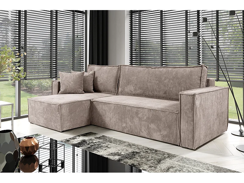 Canapé d'angle convertible Cord JIMMY Beige