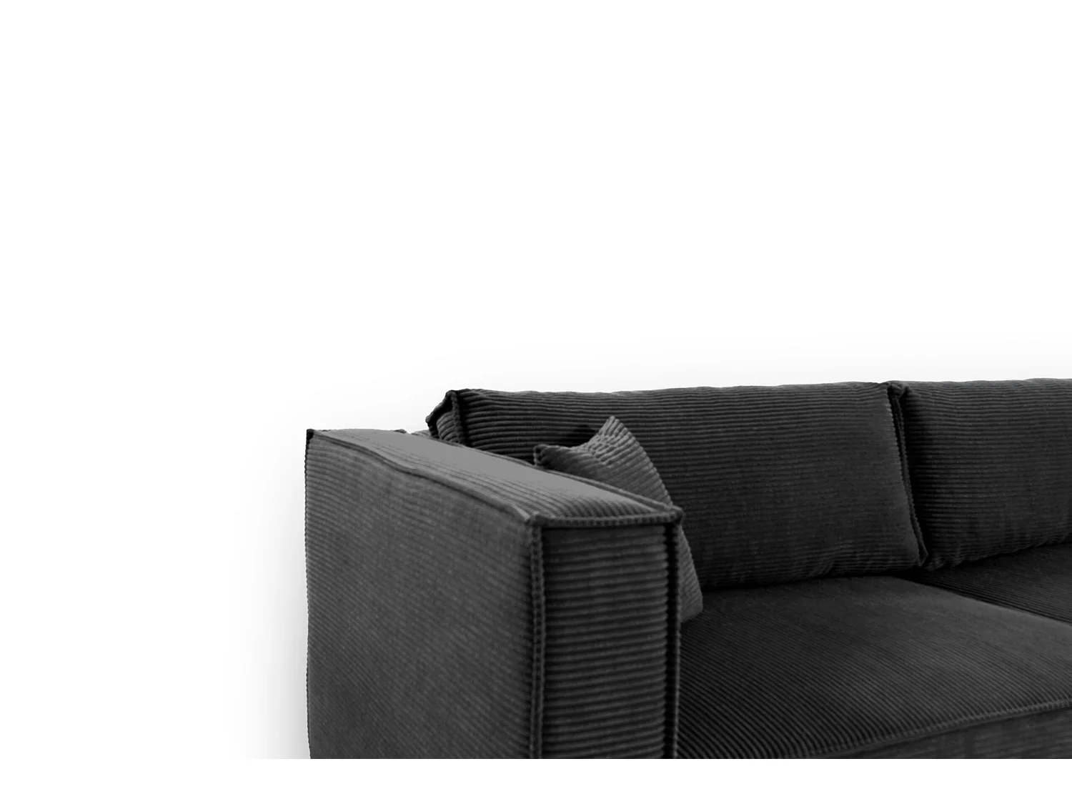 Canapé d'angle convertible en velours côtelé KEYMON Noir