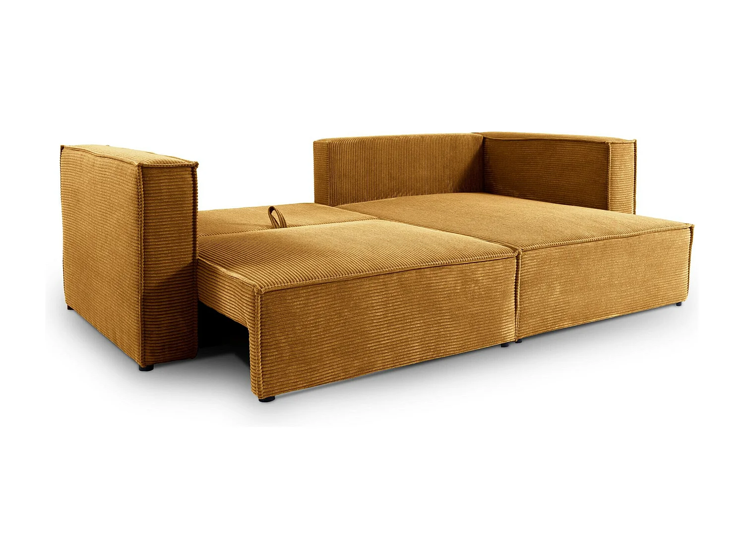 Canapé d'angle convertible en velours côtelé KEYMON beige