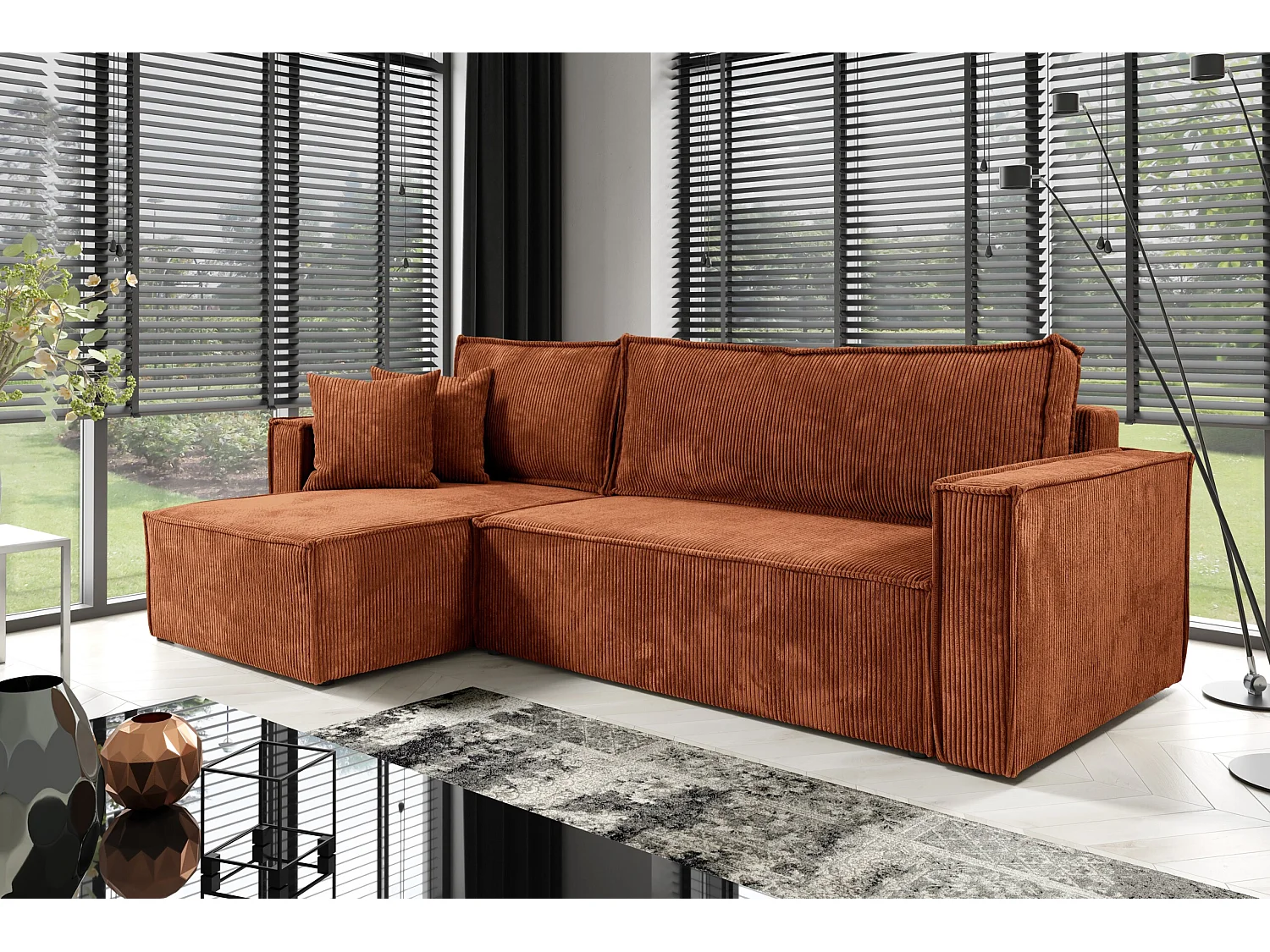 Canapé d'angle convertible Cord JIMMY Cuivre
