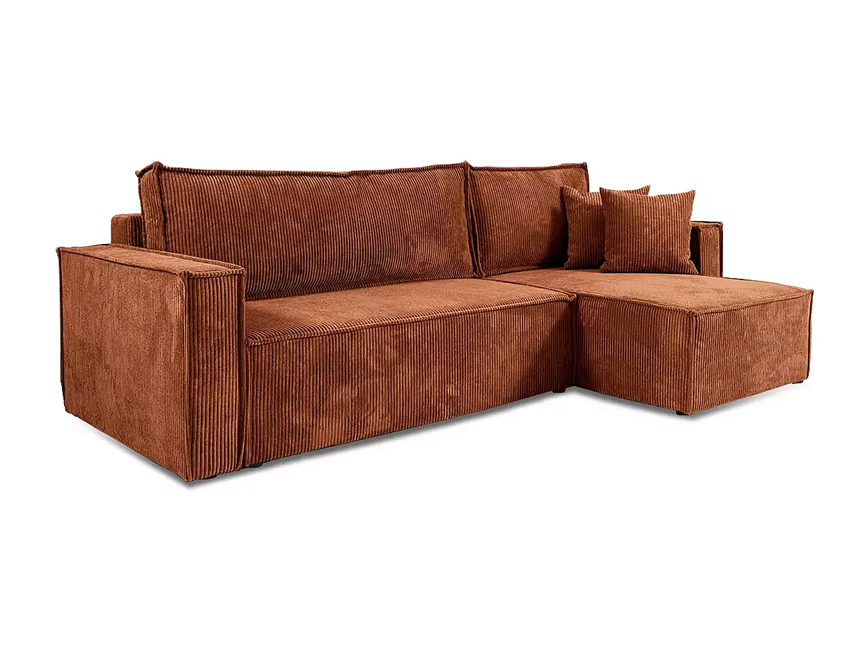 Ecksofa mit Schlaffunktion Cord JIMMY Kupfer