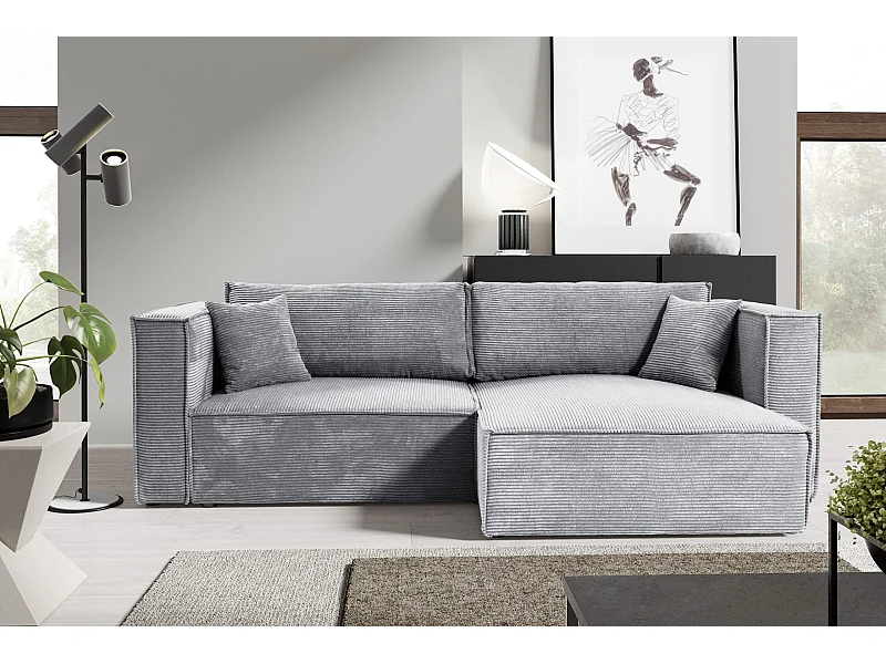 Ecksofa mit Schlaffunktion Cord KEYMON Grau