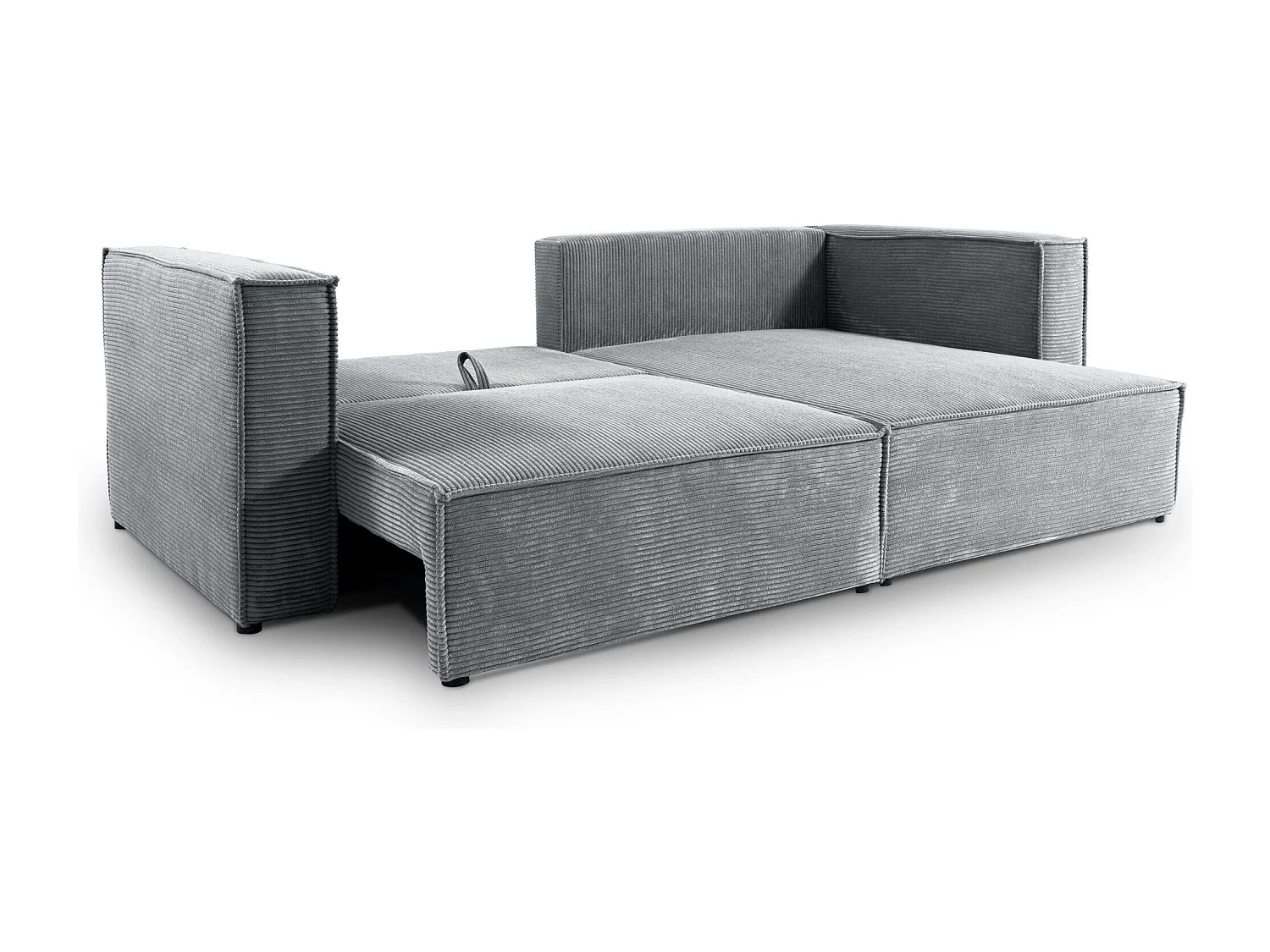 Canapé d'angle convertible en velours côtelé KEYMON Gris