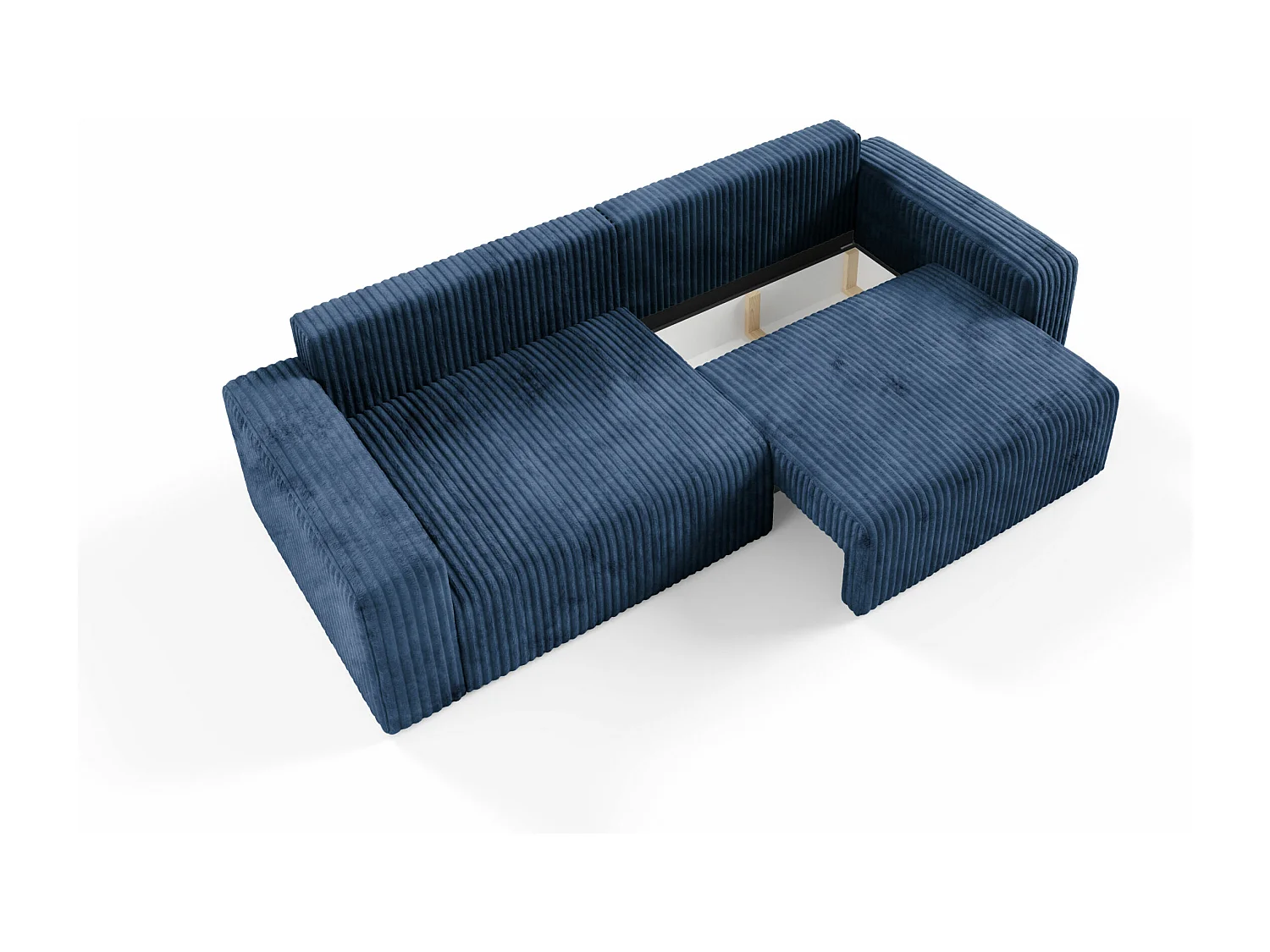 Canapé convertible 4 places en velours côtelé FANO Bleu
