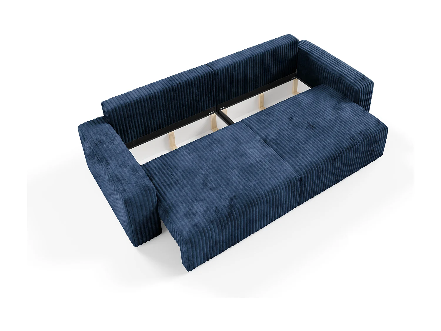 Canapé convertible 4 places en velours côtelé FANO Bleu