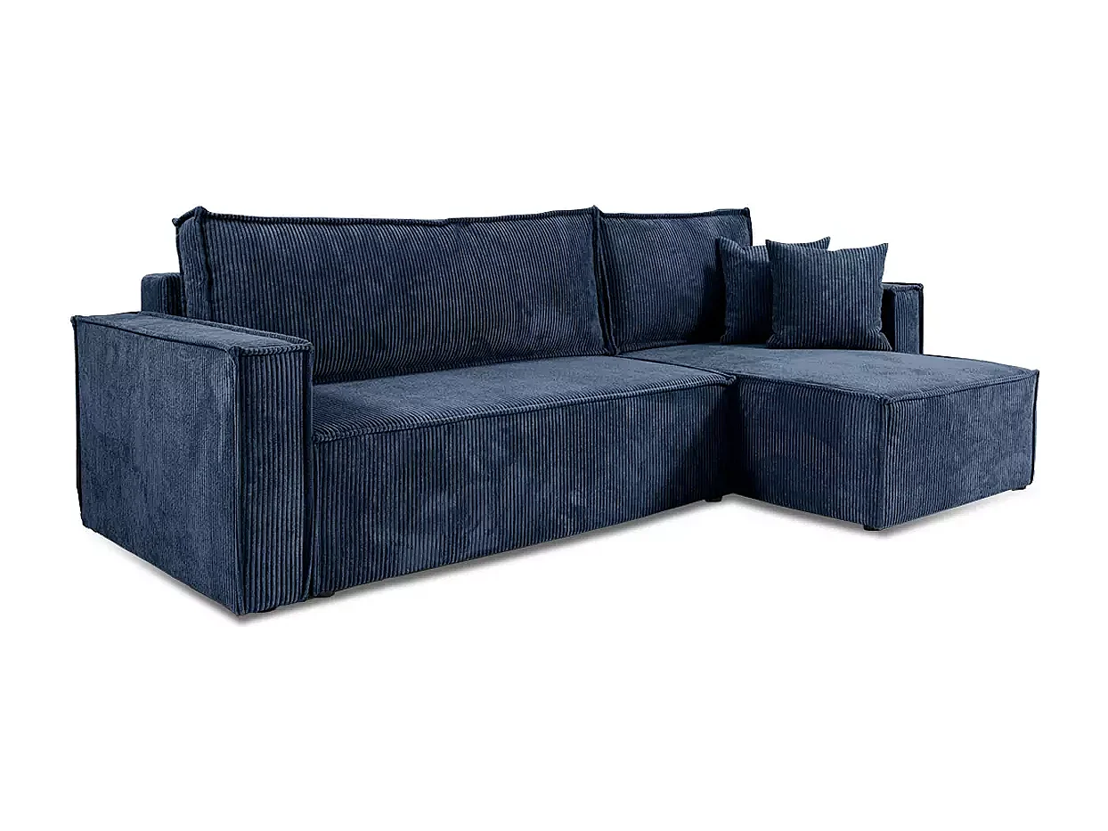 Canapé d'angle convertible Cord JIMMY Bleu