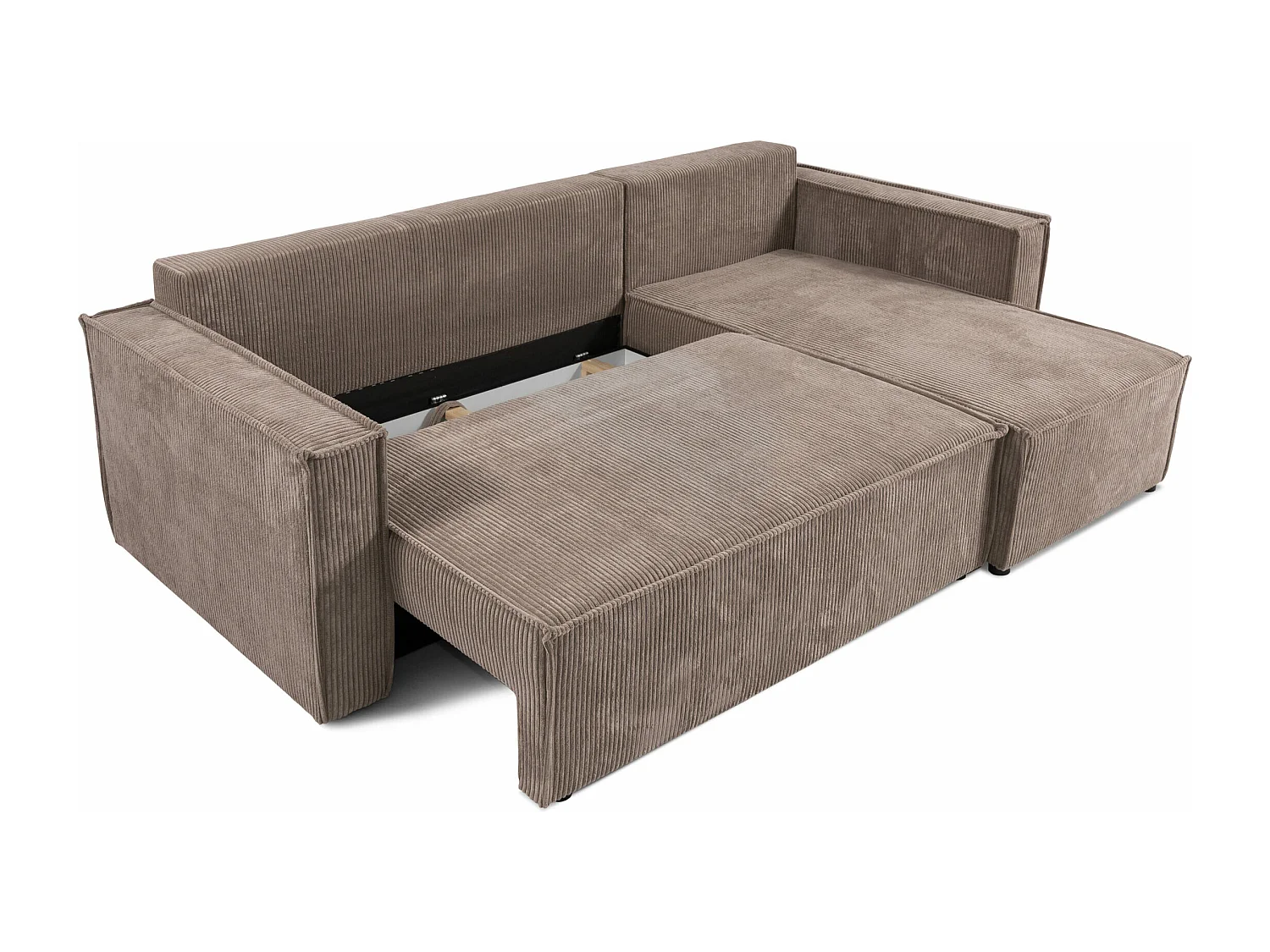 Canapé d'angle convertible Cord JIMMY clair Gris