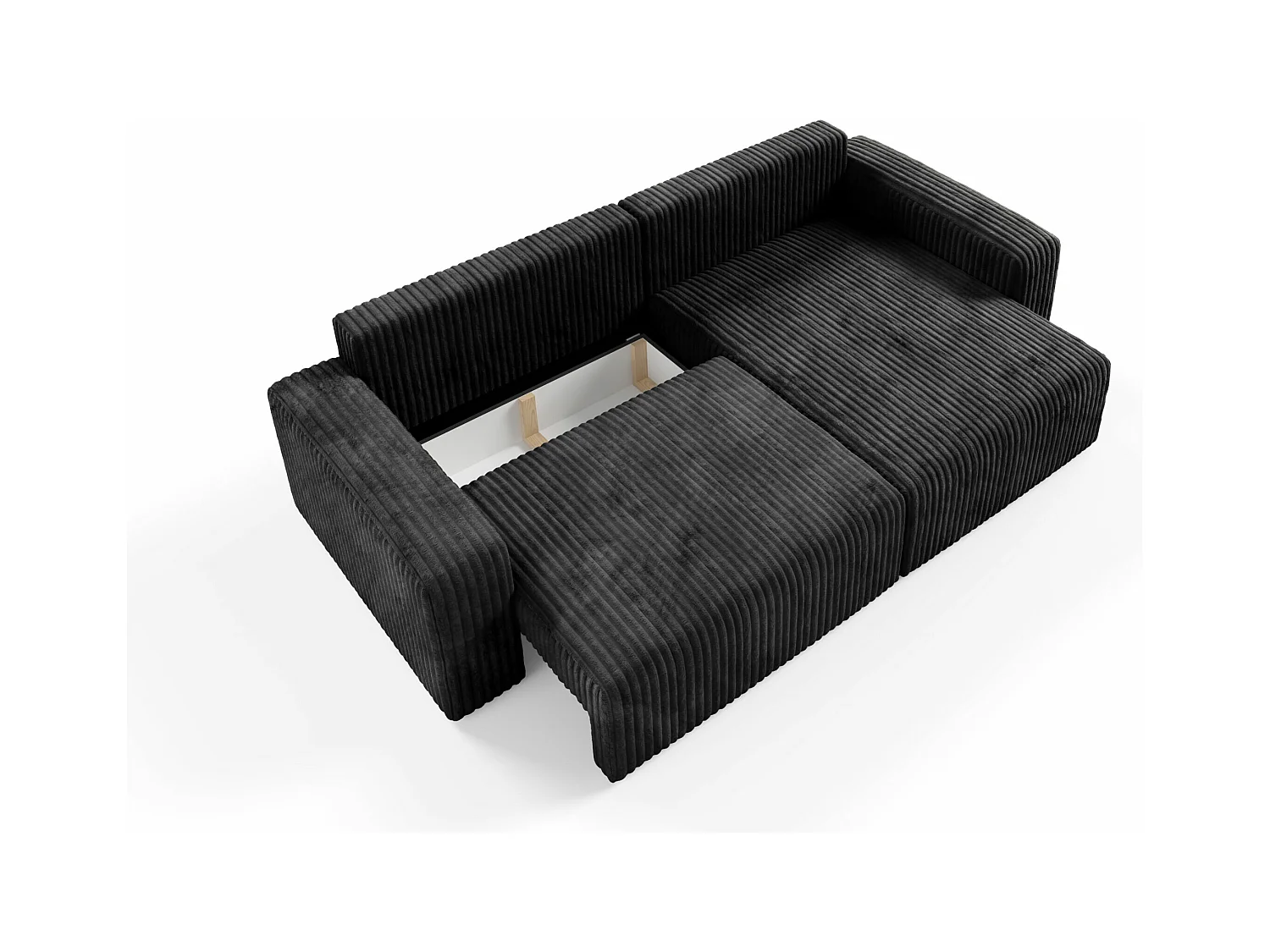 Canapé d'angle convertible Cord FANO Noir