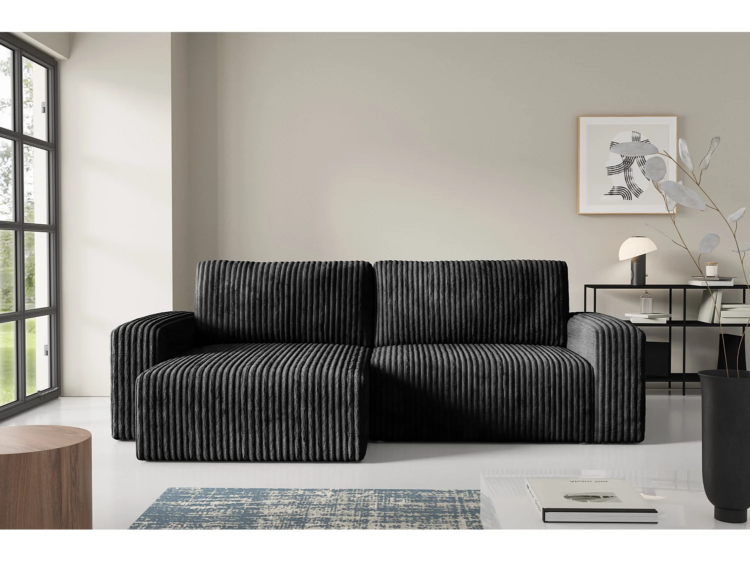 Canapé d'angle convertible Cord FANO Noir