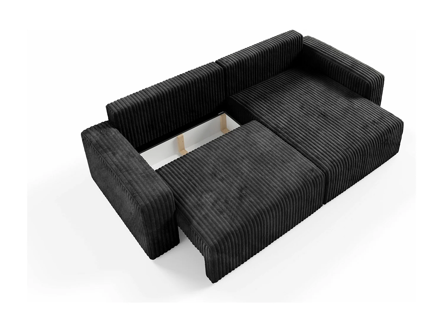 Canapé d'angle convertible Cord FANO Noir