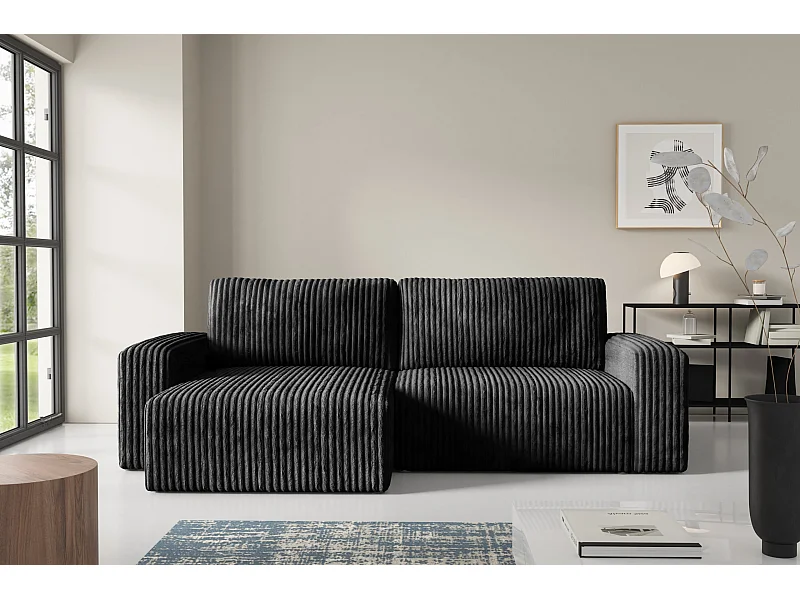 Canapé d'angle convertible Cord FANO Noir