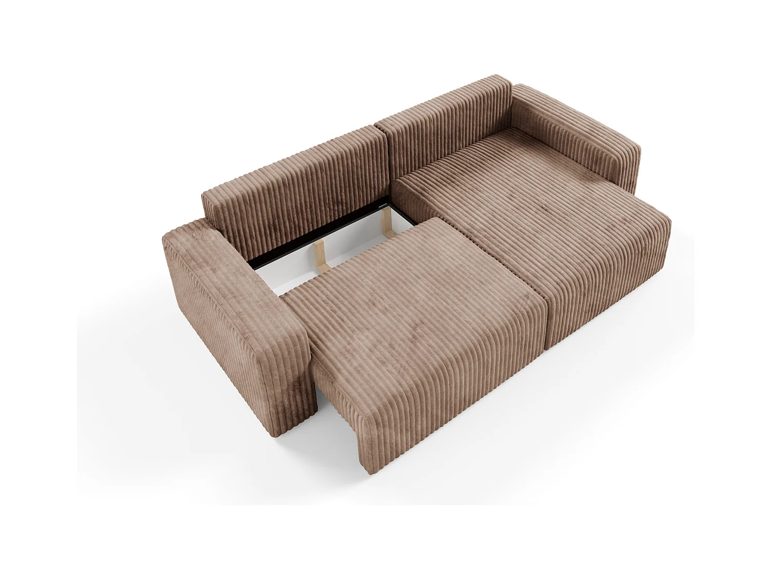 Ecksofa mit Schlaffunktion Cord FANO Braun