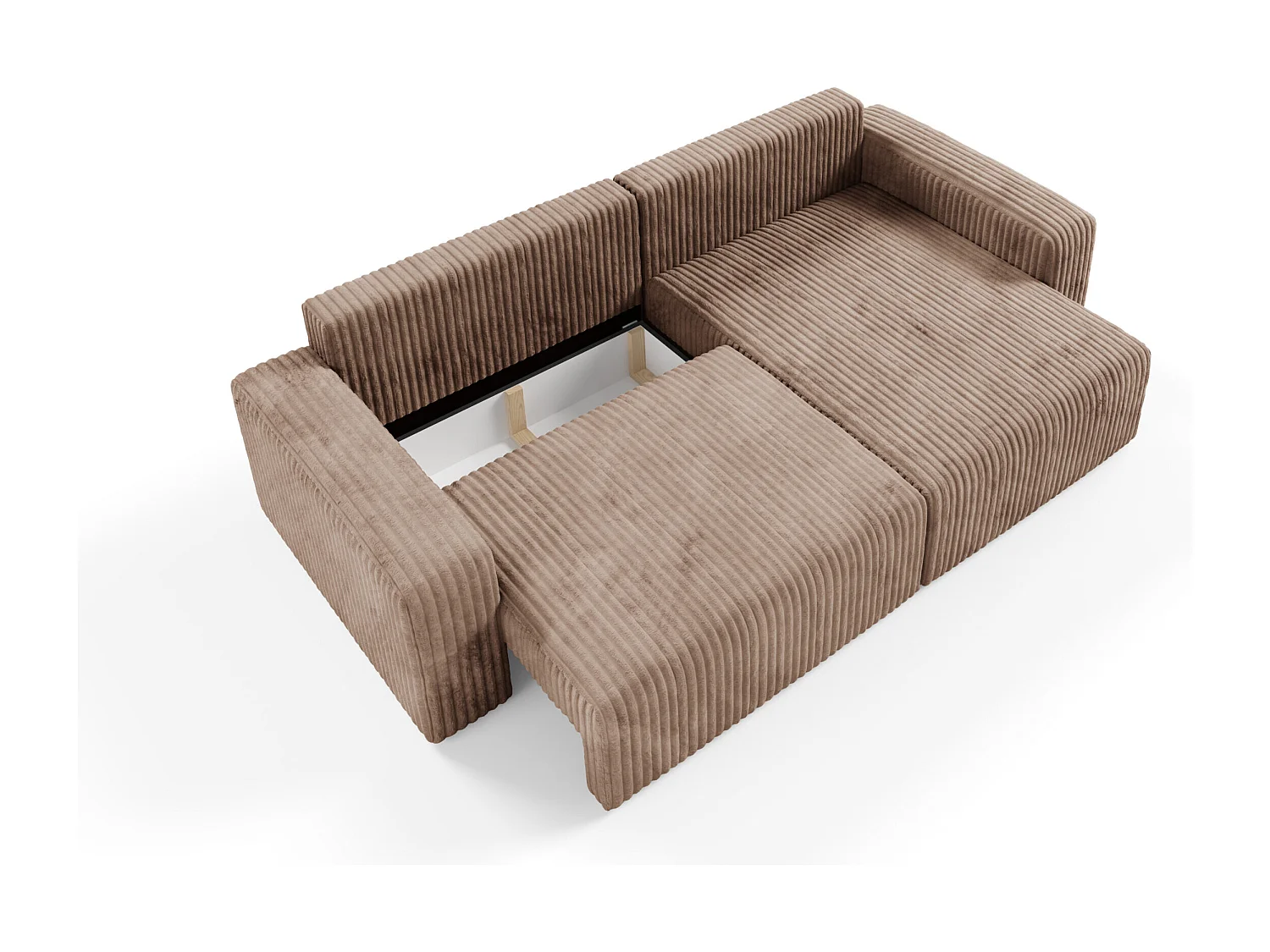 Ecksofa mit Schlaffunktion Cord FANO Braun