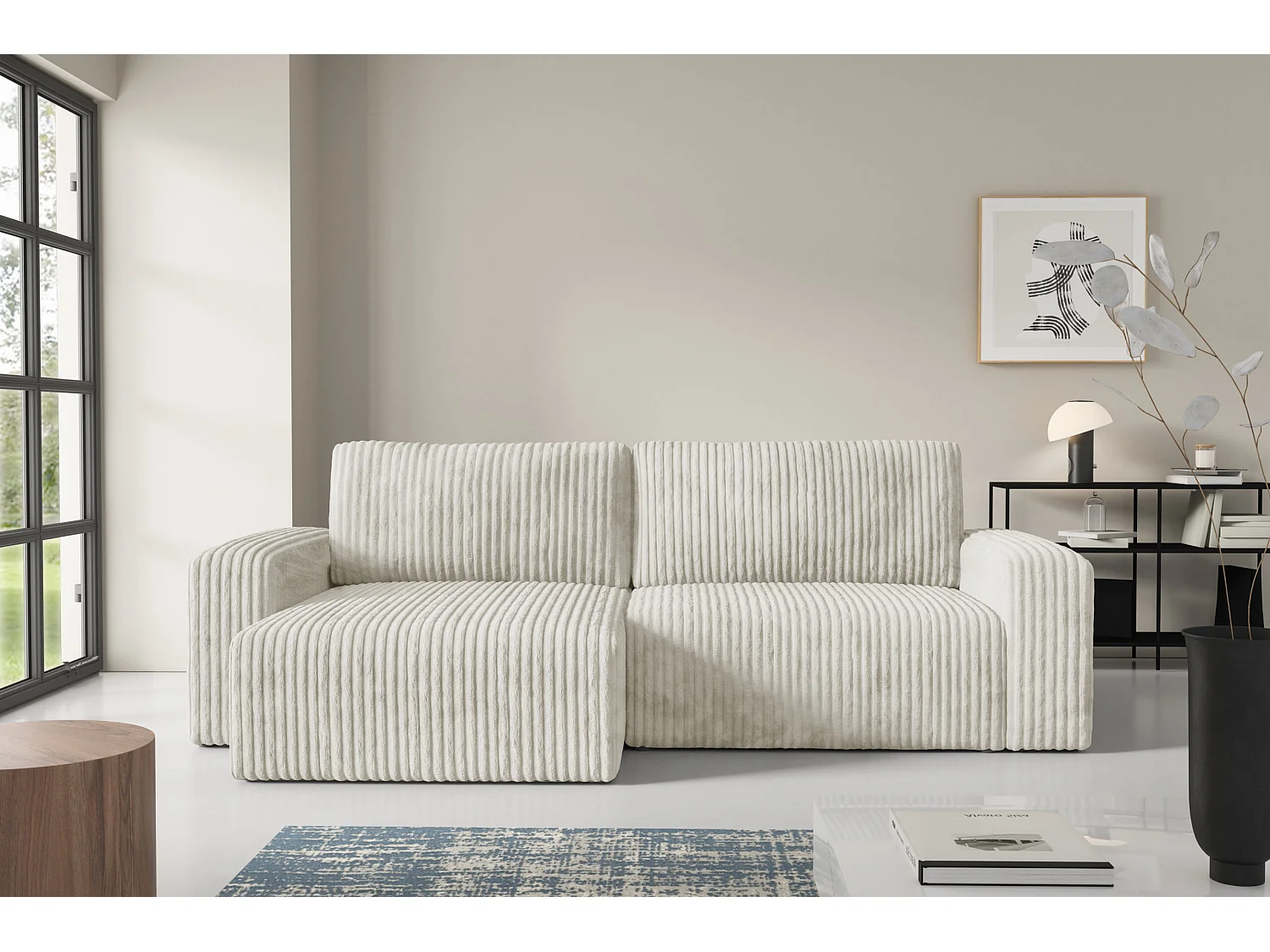 Canapé d'angle convertible Cord FANO Beige