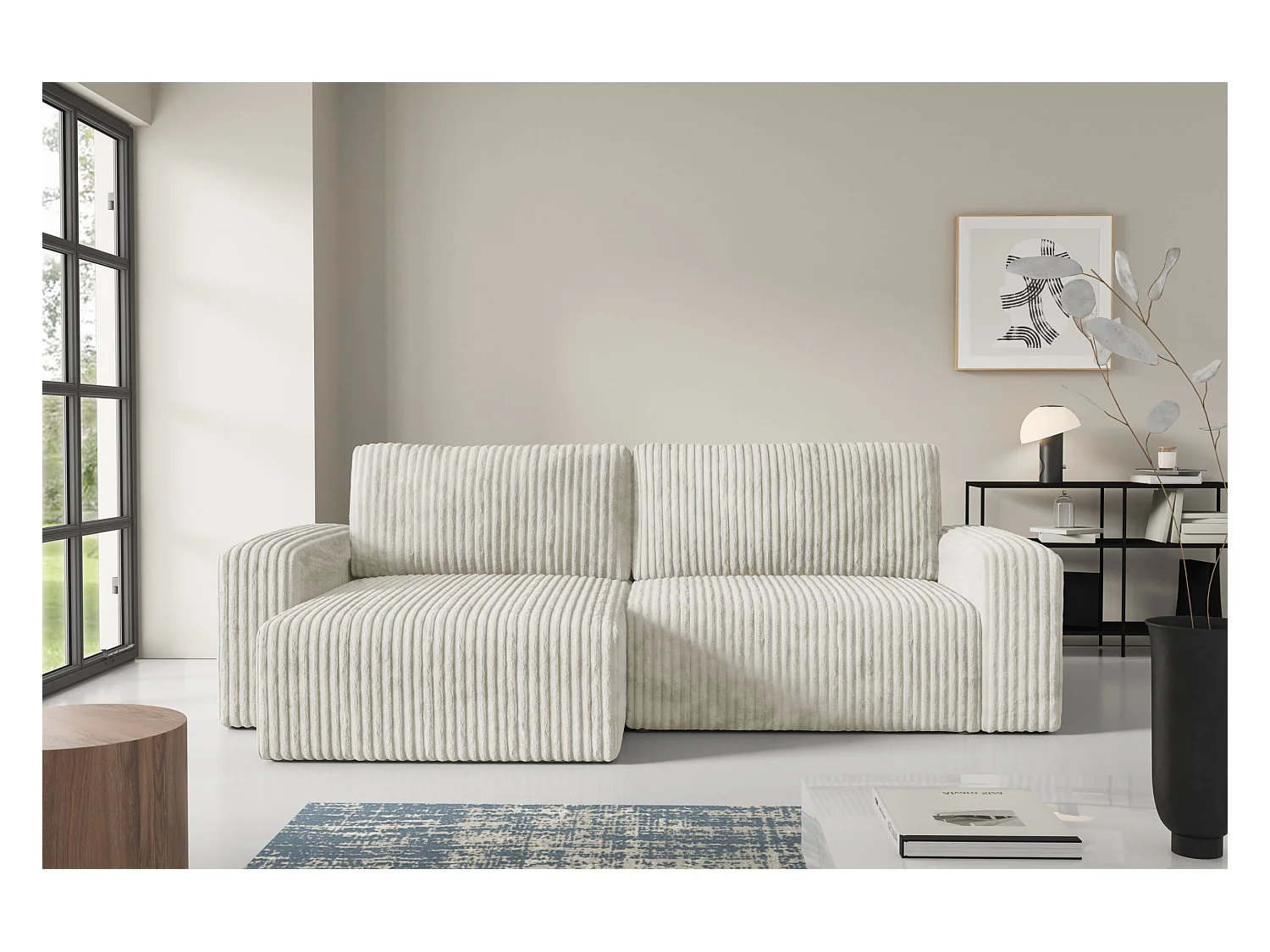 Canapé d'angle convertible Cord FANO Beige