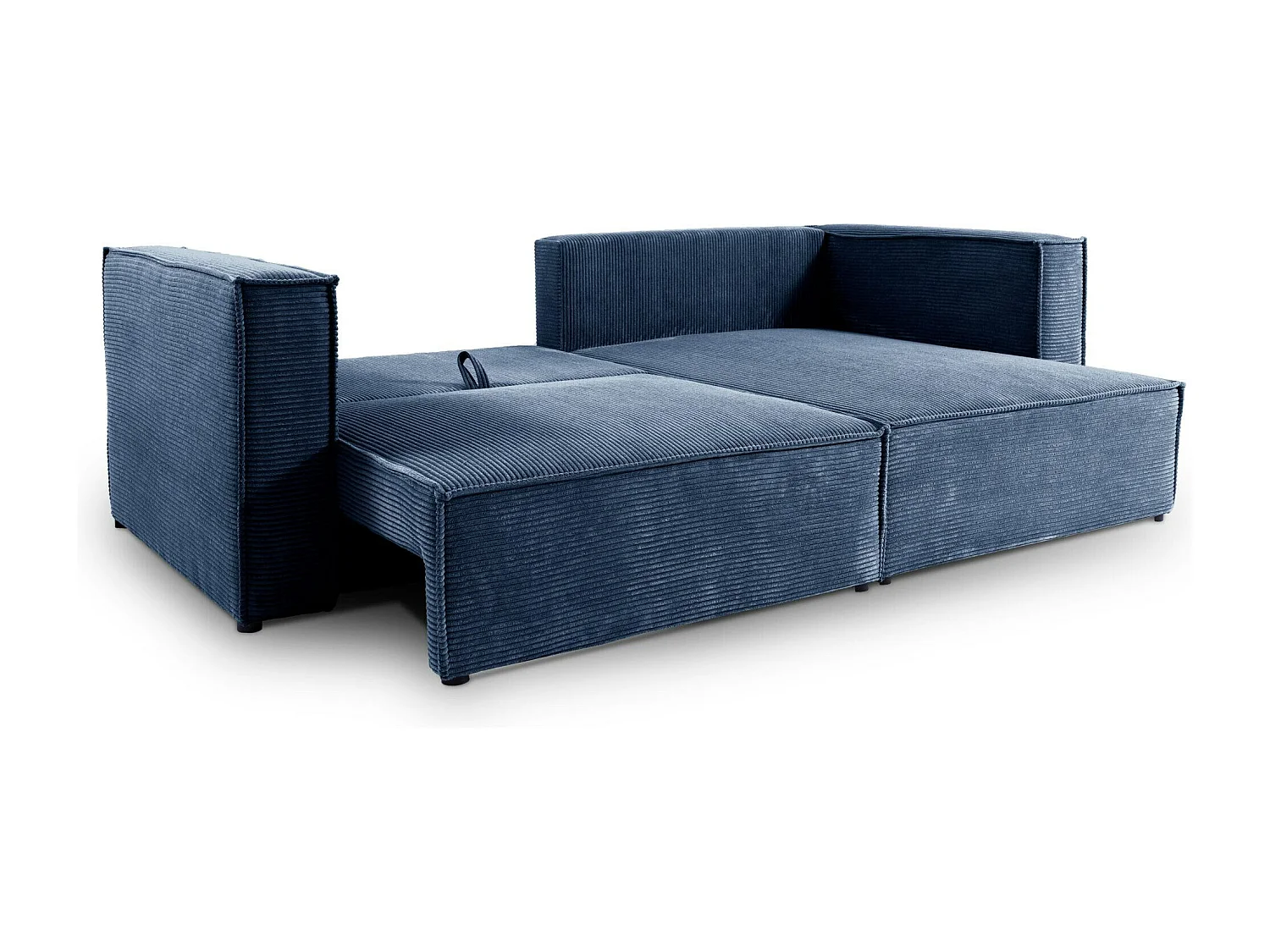 Canapé d'angle convertible en velours côtelé KEYMON Bleu