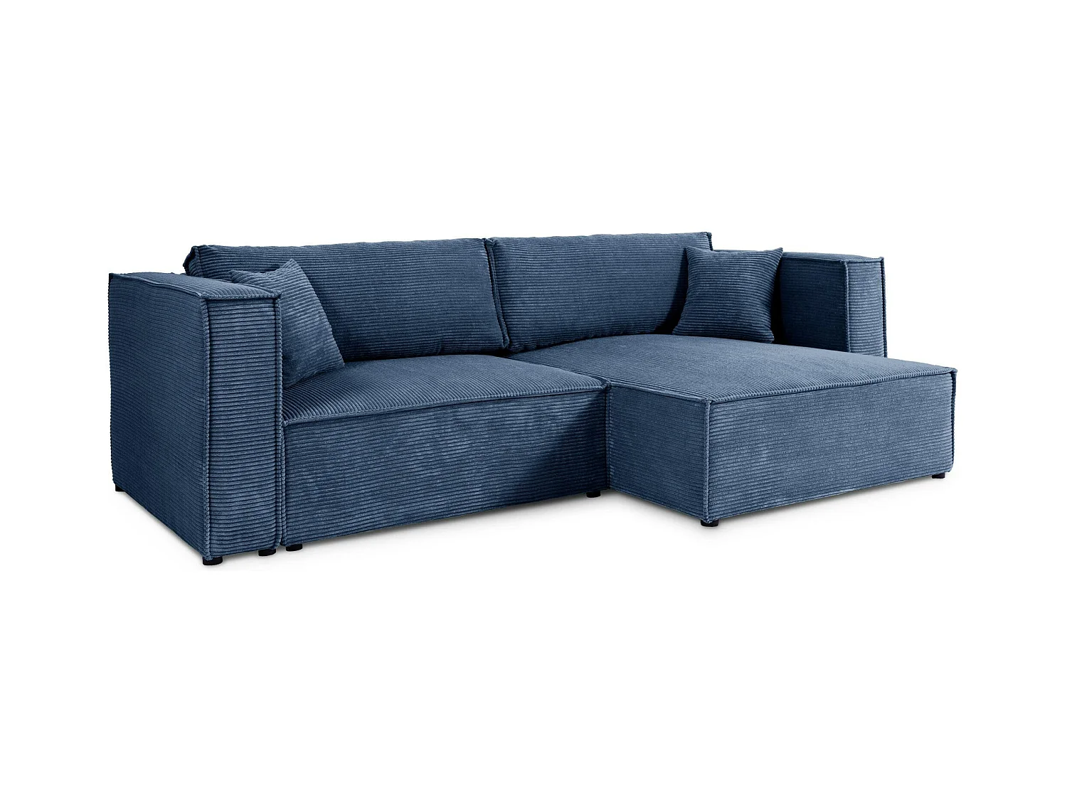 Canapé d'angle convertible en velours côtelé KEYMON Bleu