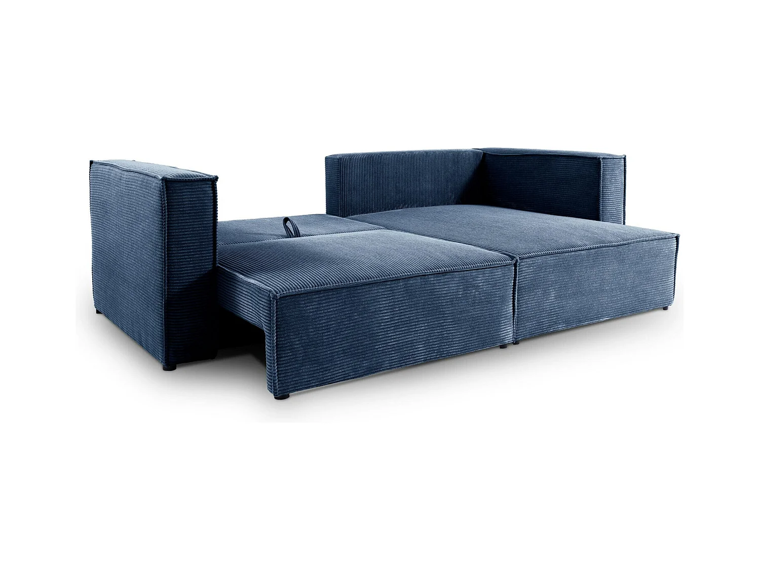 Canapé d'angle convertible en velours côtelé KEYMON Bleu