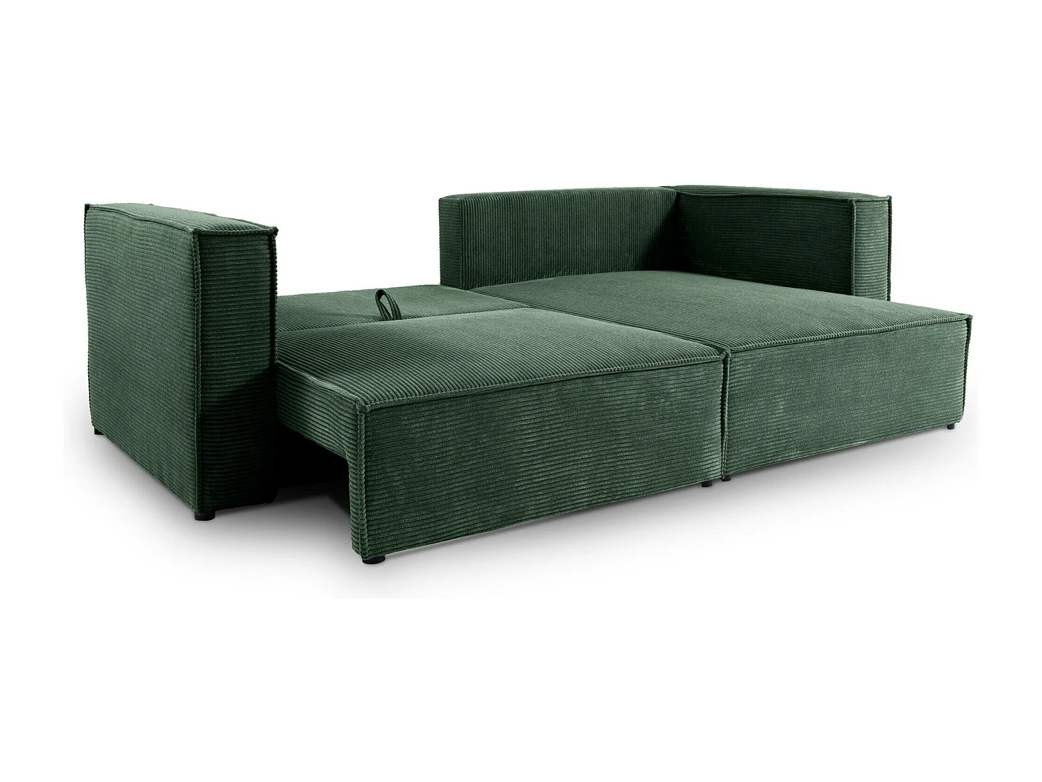 Canapé d'angle convertible en velours côtelé KEYMON Vert