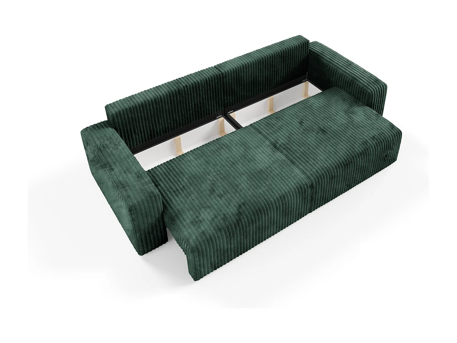 Canapé convertible 4 places en velours côtelé FANO Vert