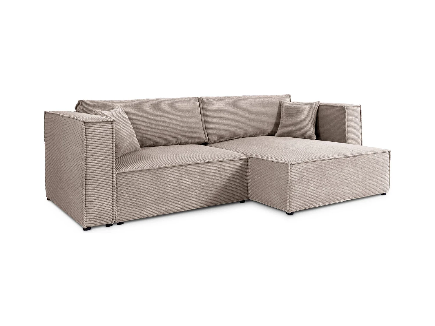 Canapé d'angle convertible en velours côtelé KEYMON Gris