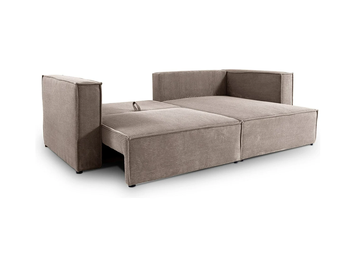 Canapé d'angle convertible en velours côtelé KEYMON Gris