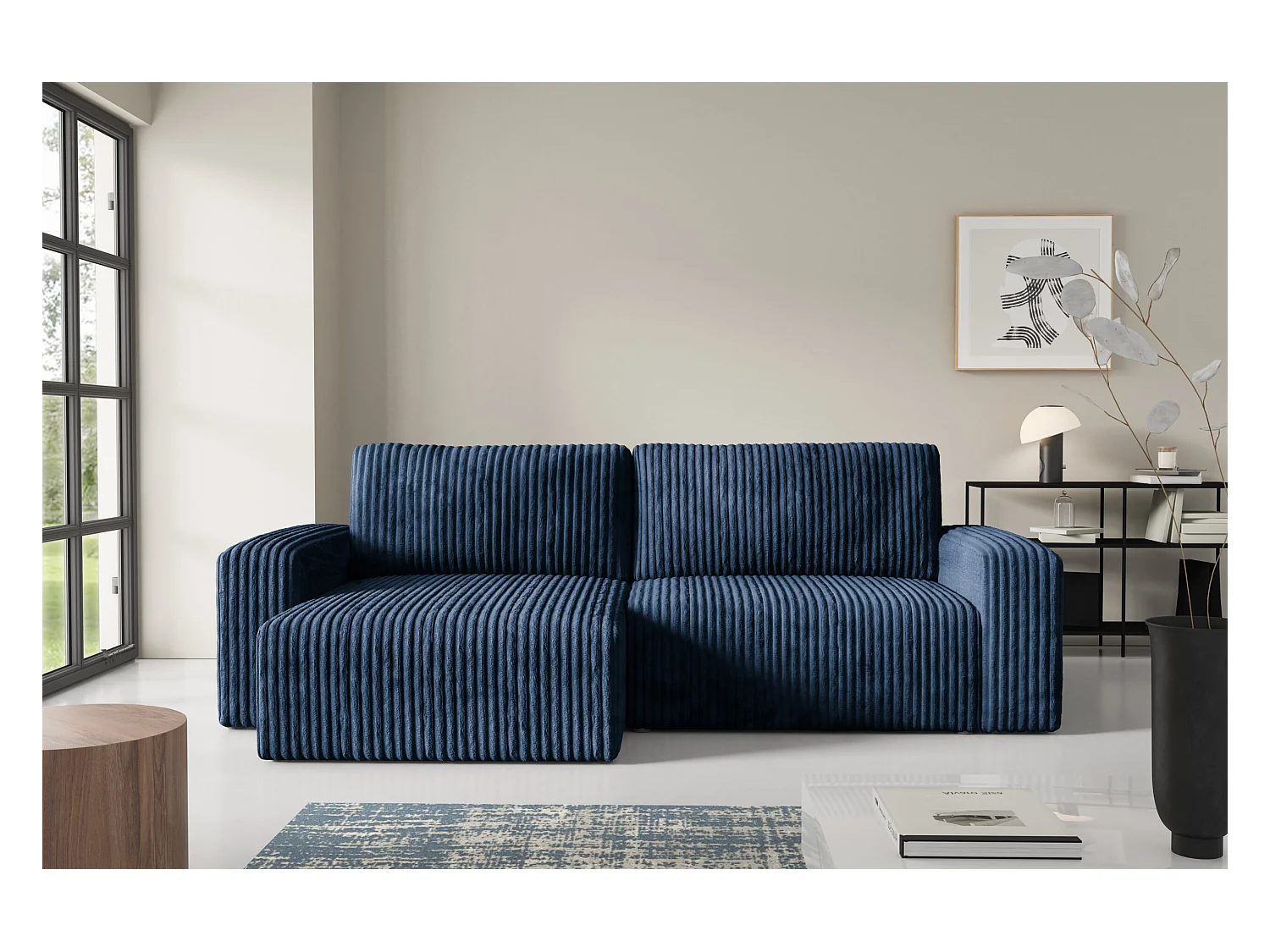 Canapé d'angle convertible Cord FANO Bleu