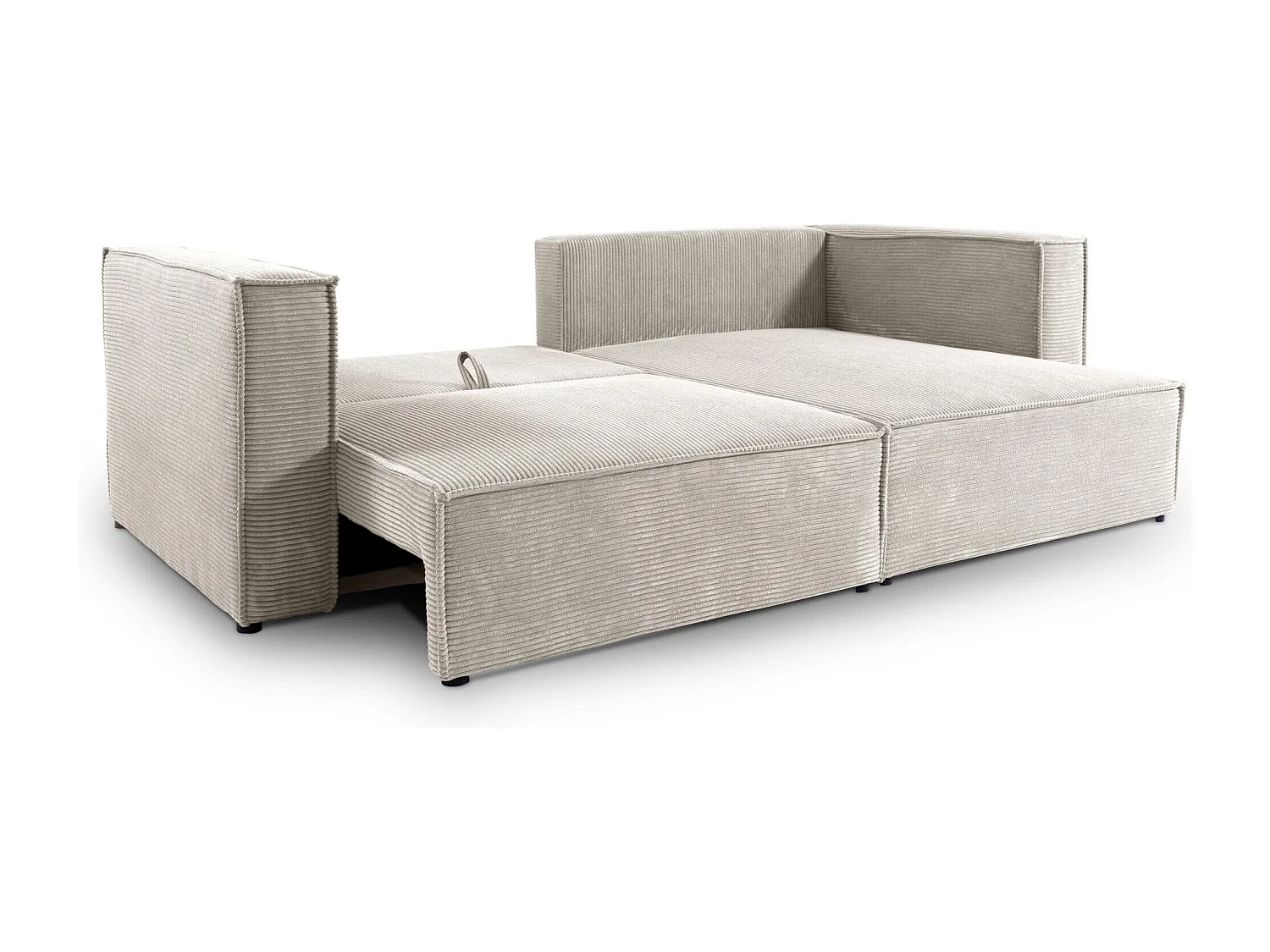 Canapé d'angle convertible en velours côtelé KEYMON Beige