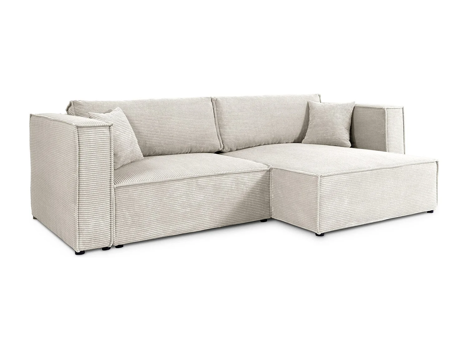 Canapé d'angle convertible en velours côtelé KEYMON Beige