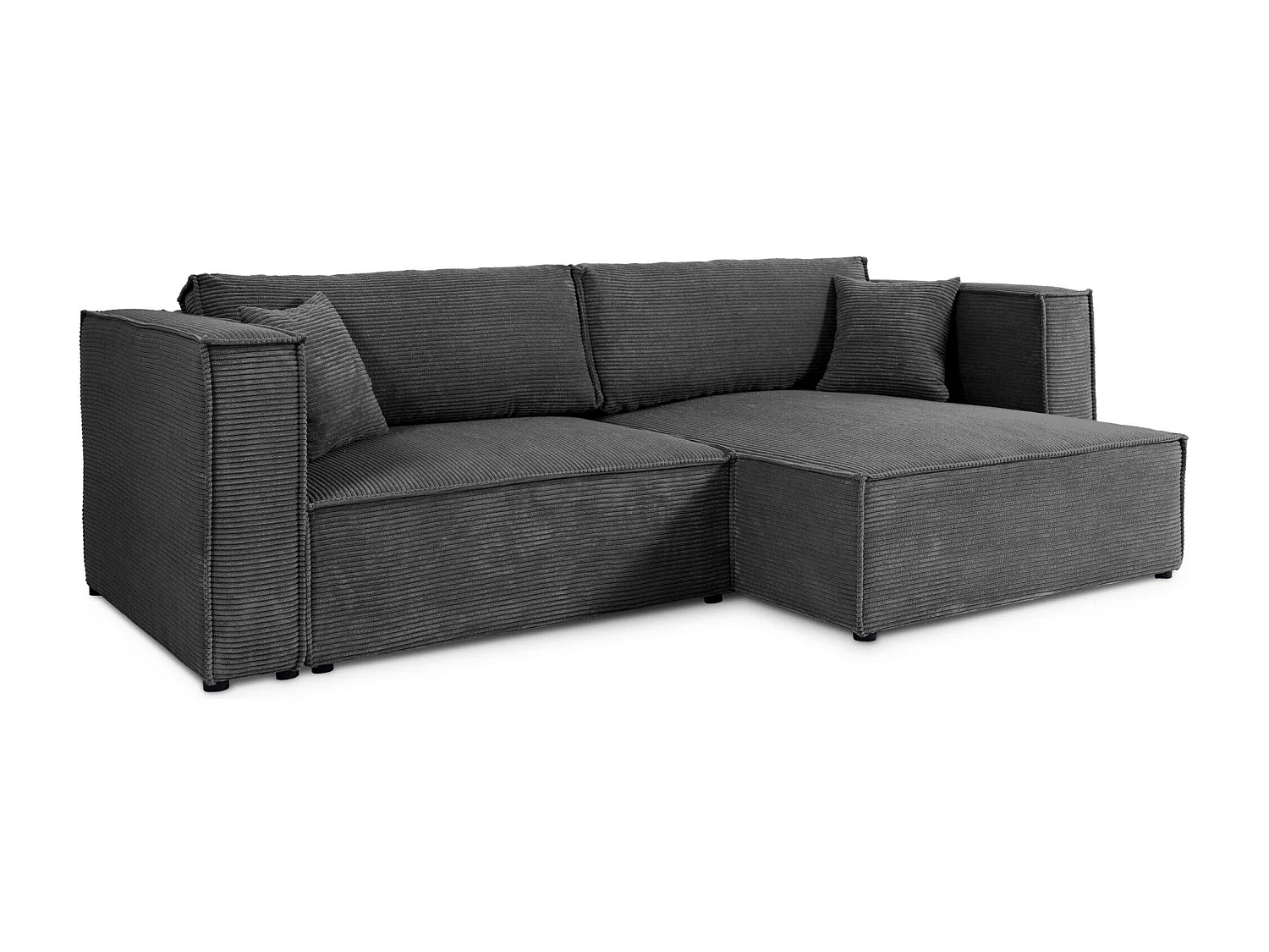 Canapé d'angle convertible en velours côtelé KEYMON Gris anthracite