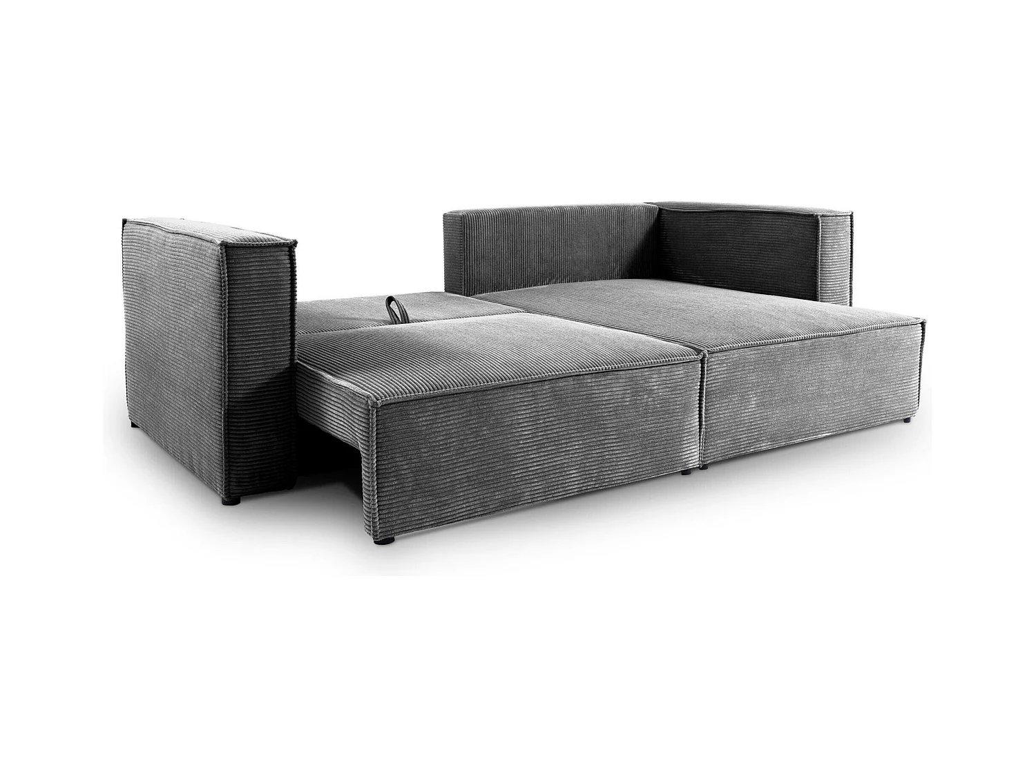 Canapé d'angle convertible en velours côtelé KEYMON Gris anthracite