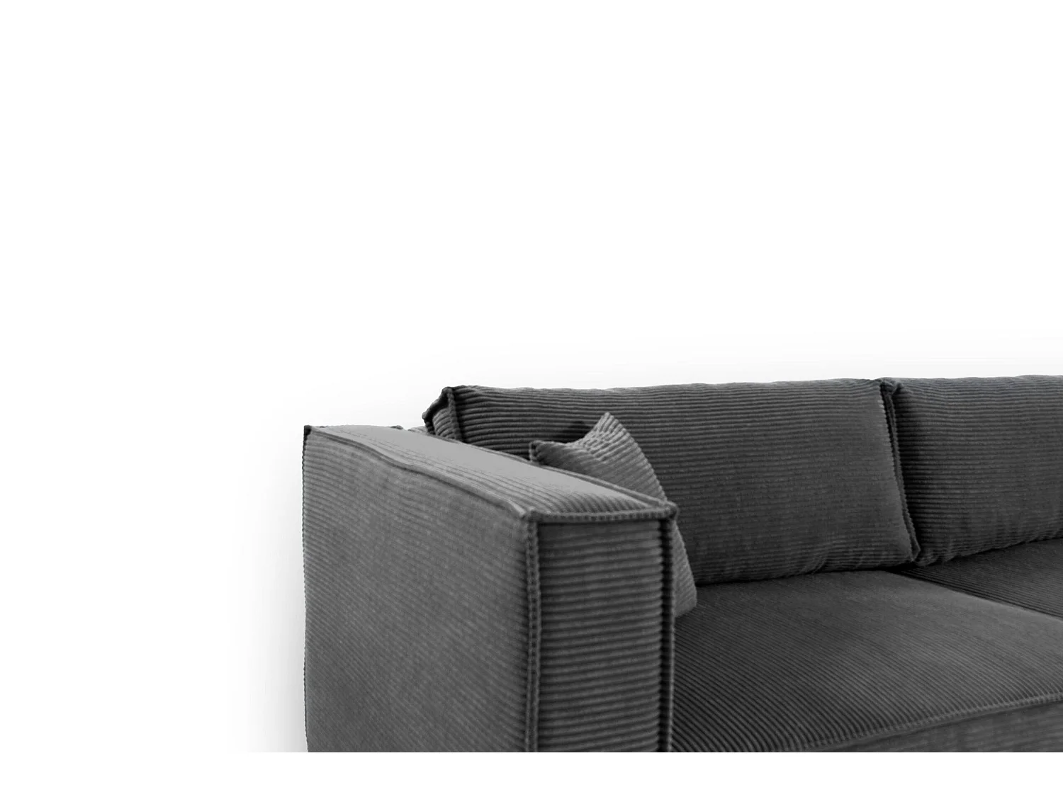 Canapé d'angle convertible en velours côtelé KEYMON Gris anthracite