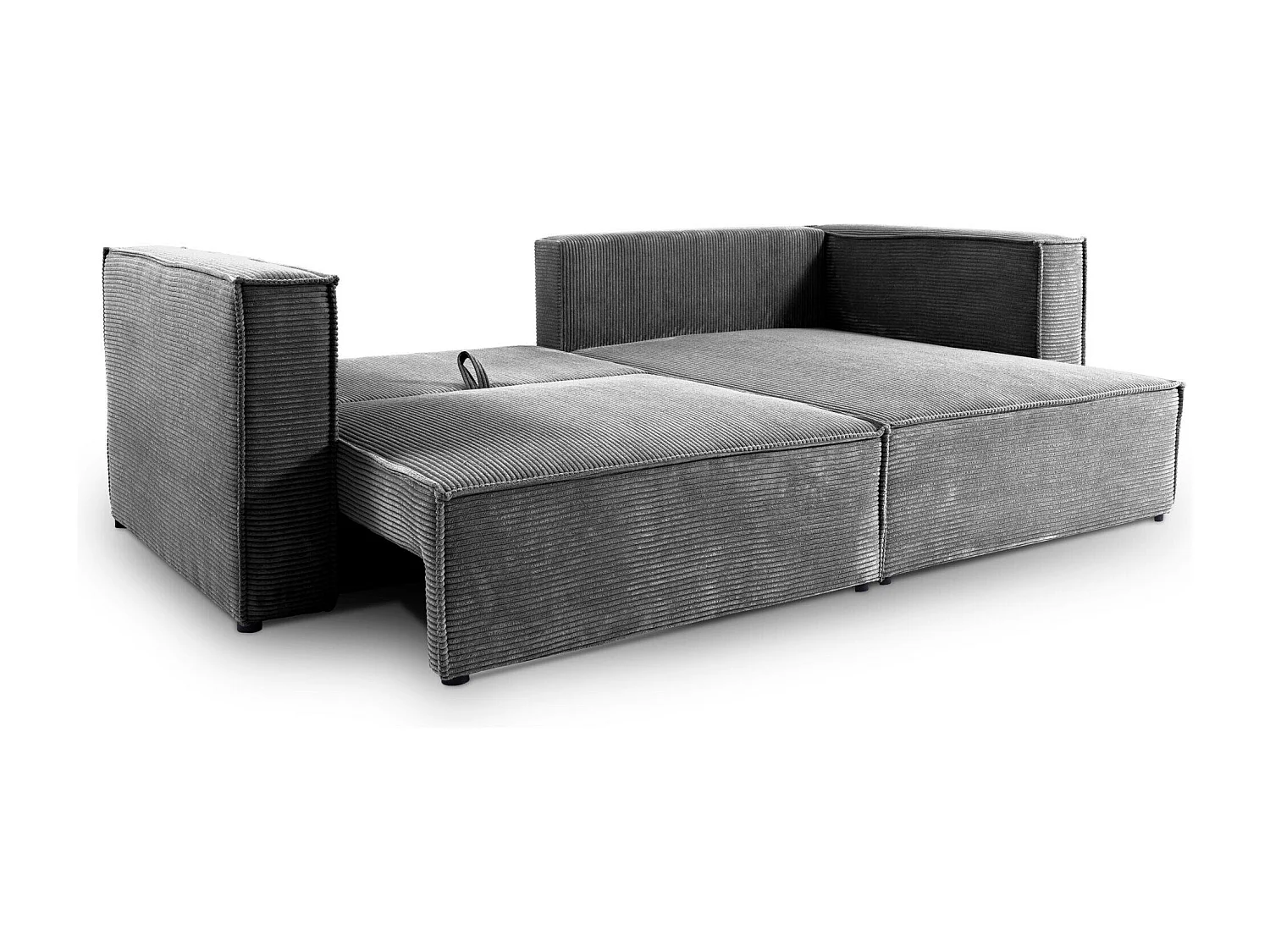 Canapé d'angle convertible en velours côtelé KEYMON Gris anthracite