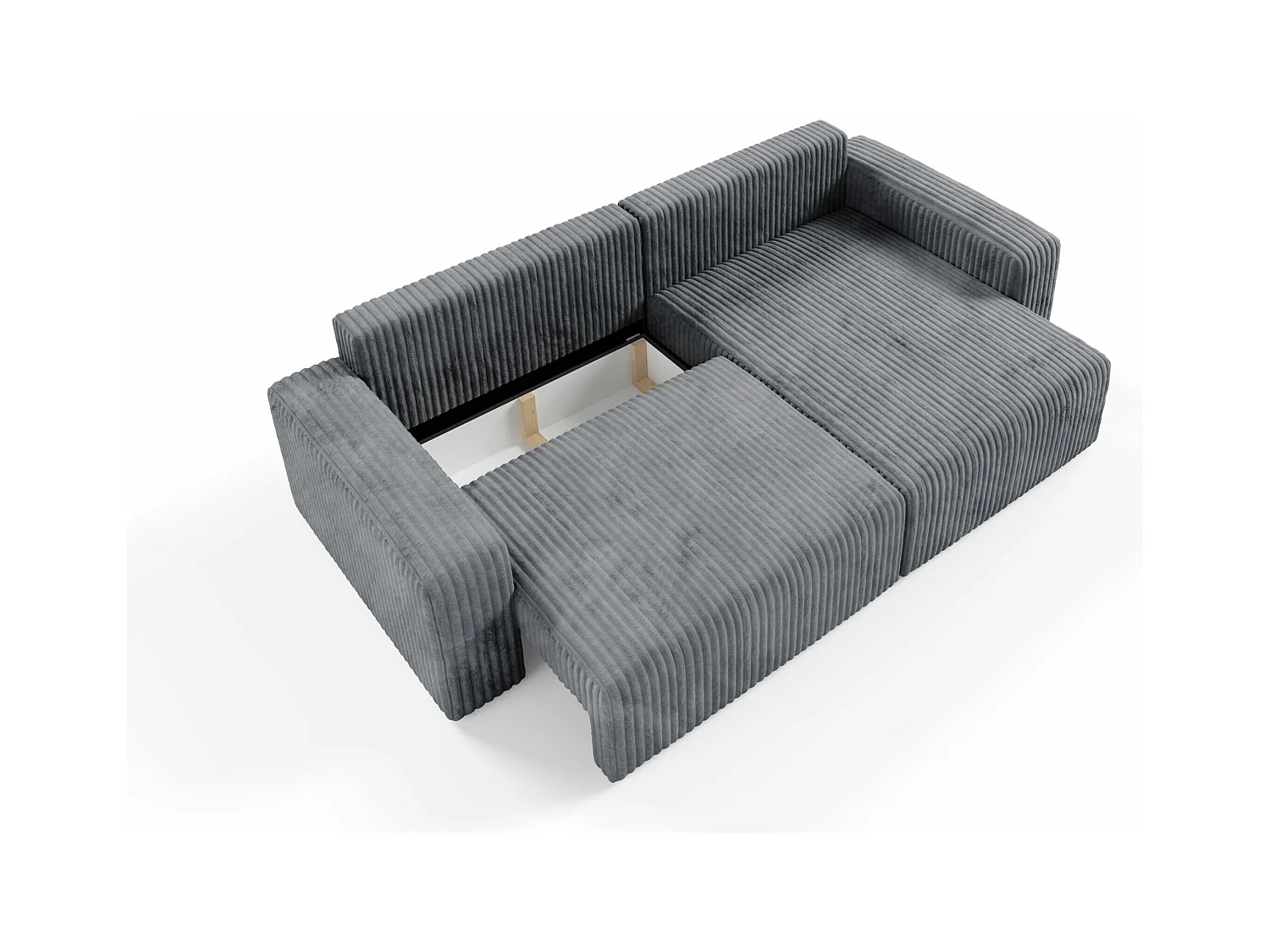 Canapé d'angle convertible Cord FANO Gris