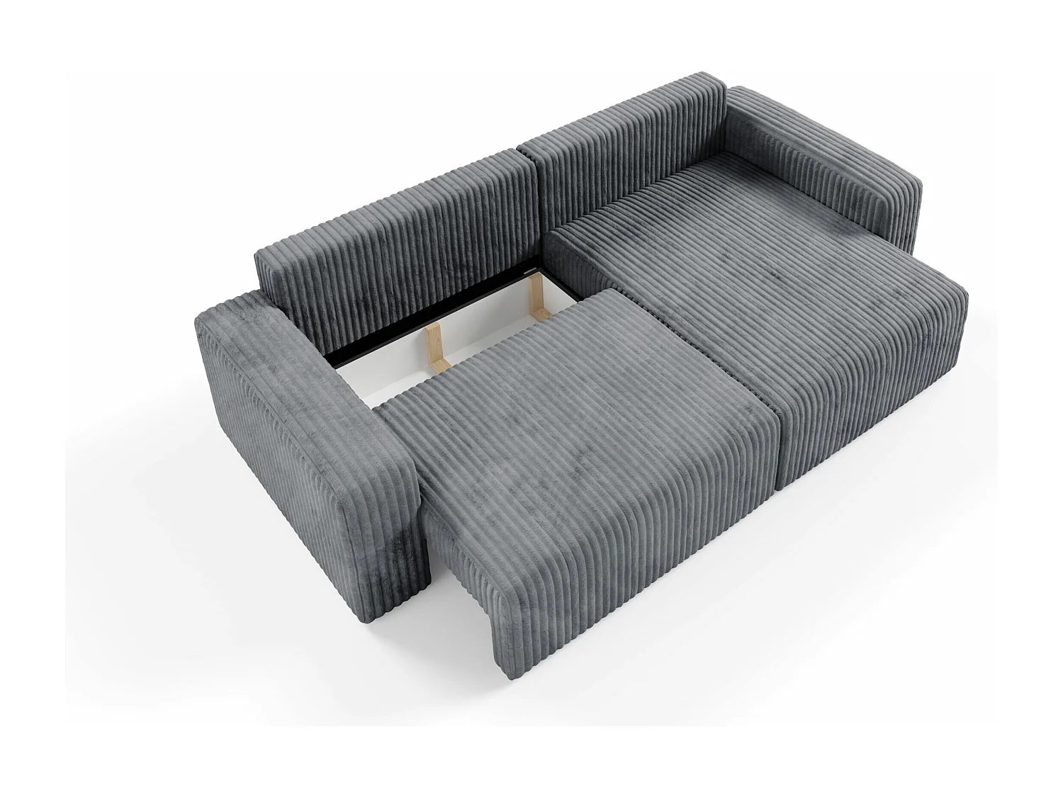 Canapé d'angle convertible Cord FANO Gris