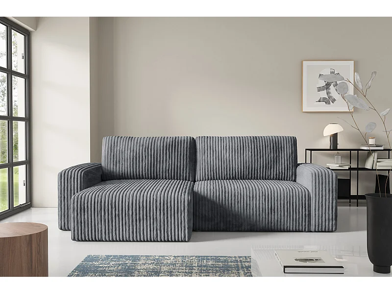 Canapé d'angle convertible Cord FANO Gris