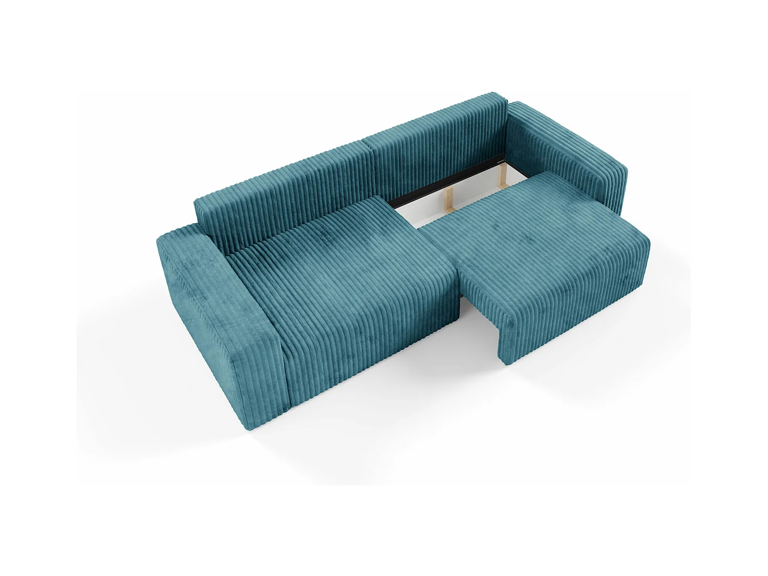 Canapé convertible 4 places en velours côtelé FANO Bleu turquoise