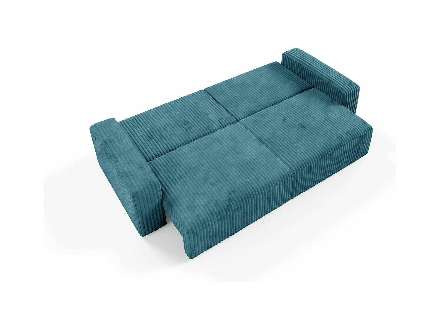 Canapé convertible 4 places en velours côtelé FANO Bleu turquoise