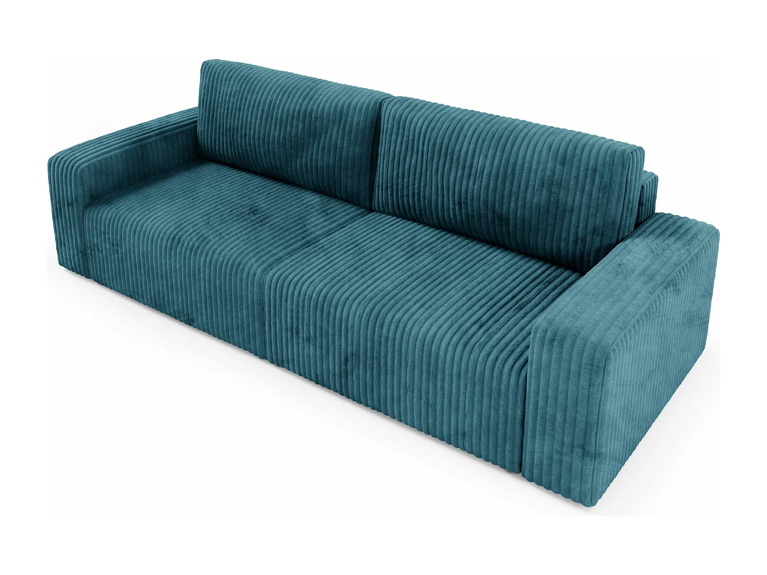 Canapé convertible 4 places en velours côtelé FANO Bleu turquoise