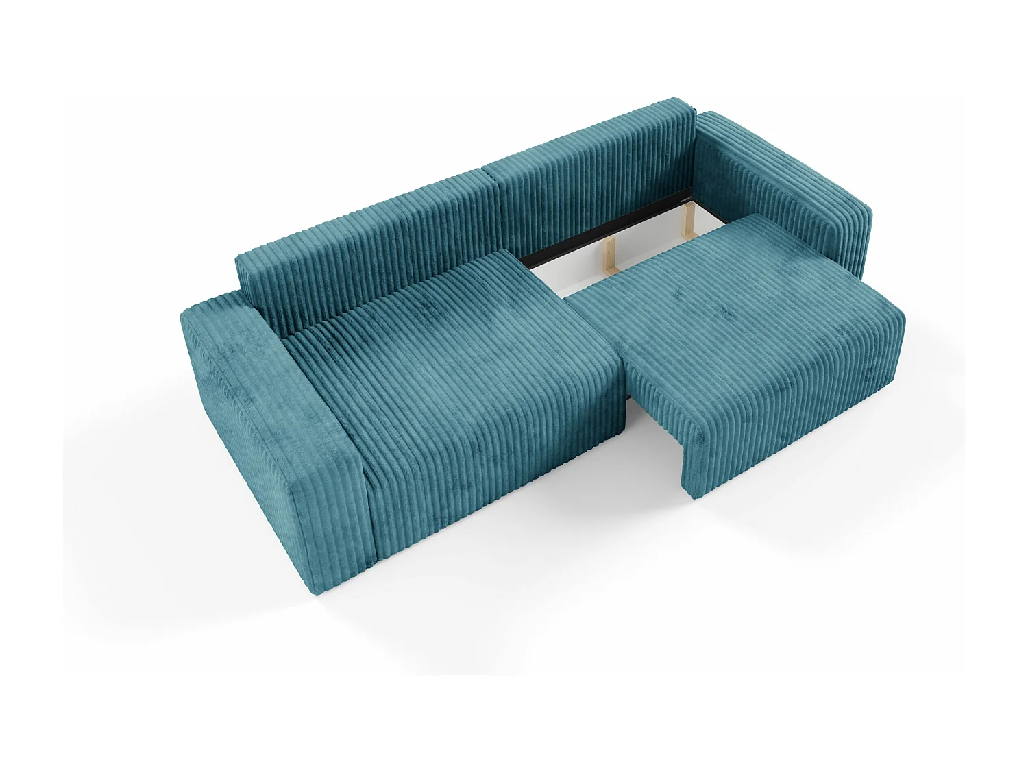Canapé convertible 4 places en velours côtelé FANO Bleu turquoise